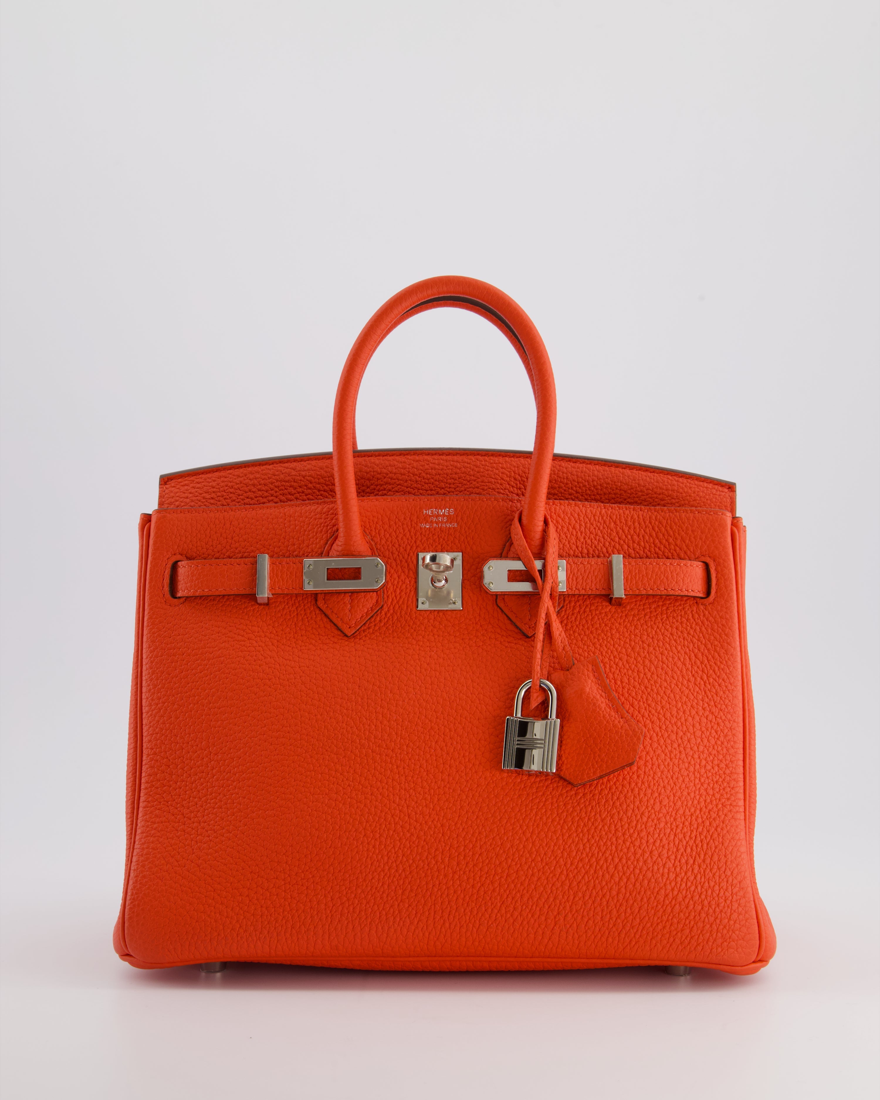 Hermès Birkin 25 Retourne Bag in Capucine Togo Leather and Palladium Hardware
