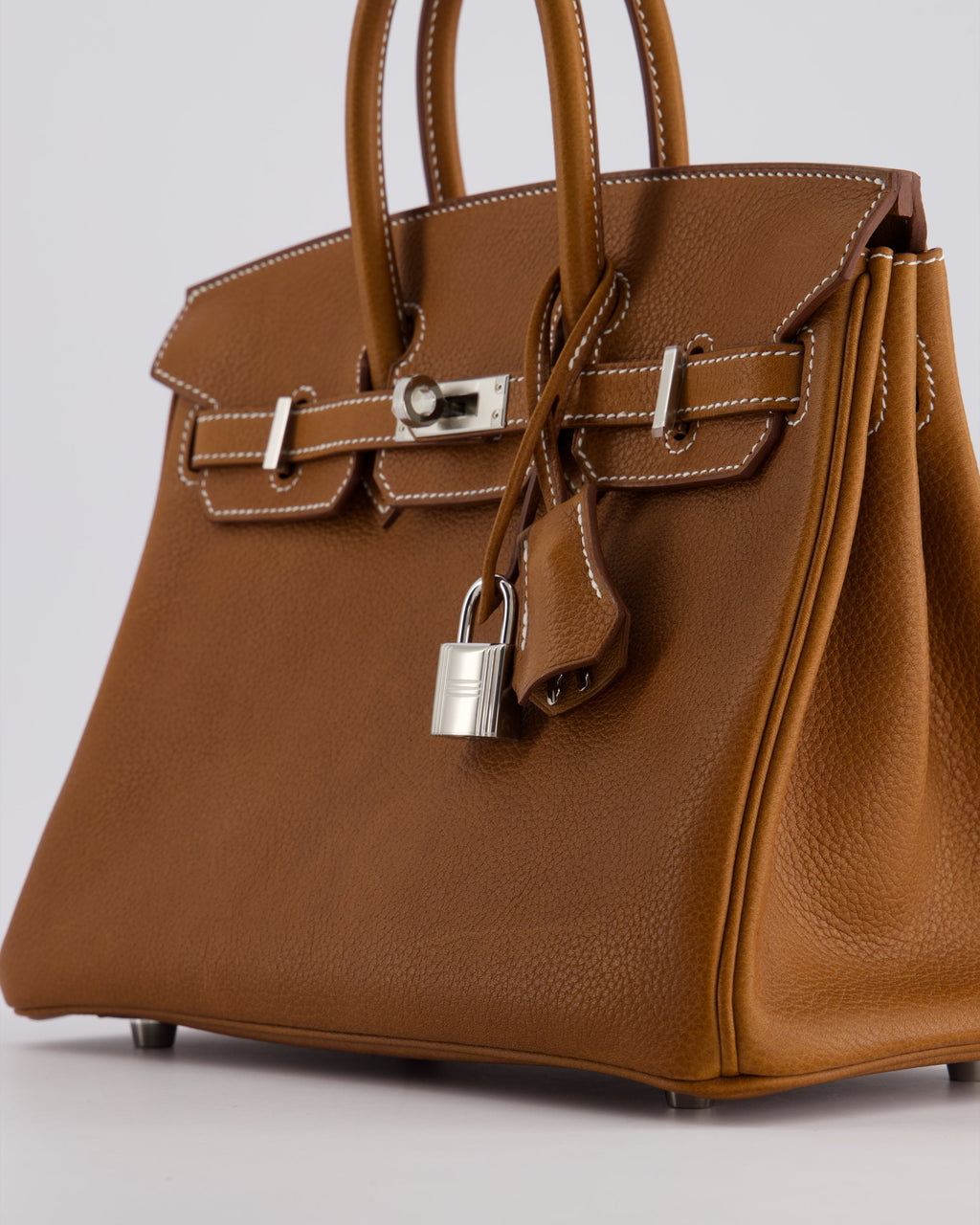 *NEW STAMP* Hermès Birkin 25 Retourne Bag in Fauve Barenia Faubourg Leather and Palladium Hardware