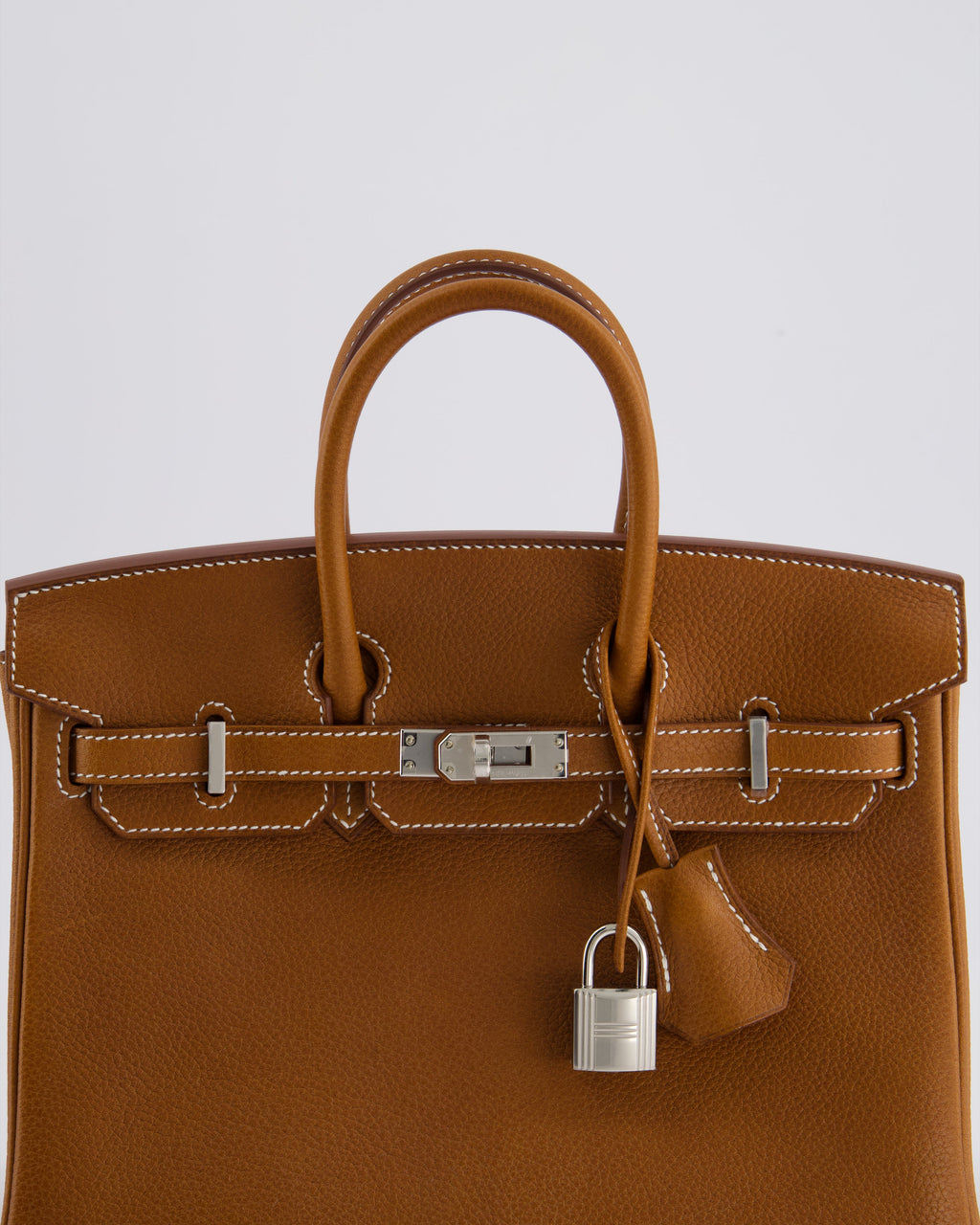 *NEW STAMP* Hermès Birkin 25 Retourne Bag in Fauve Barenia Faubourg Leather and Palladium Hardware