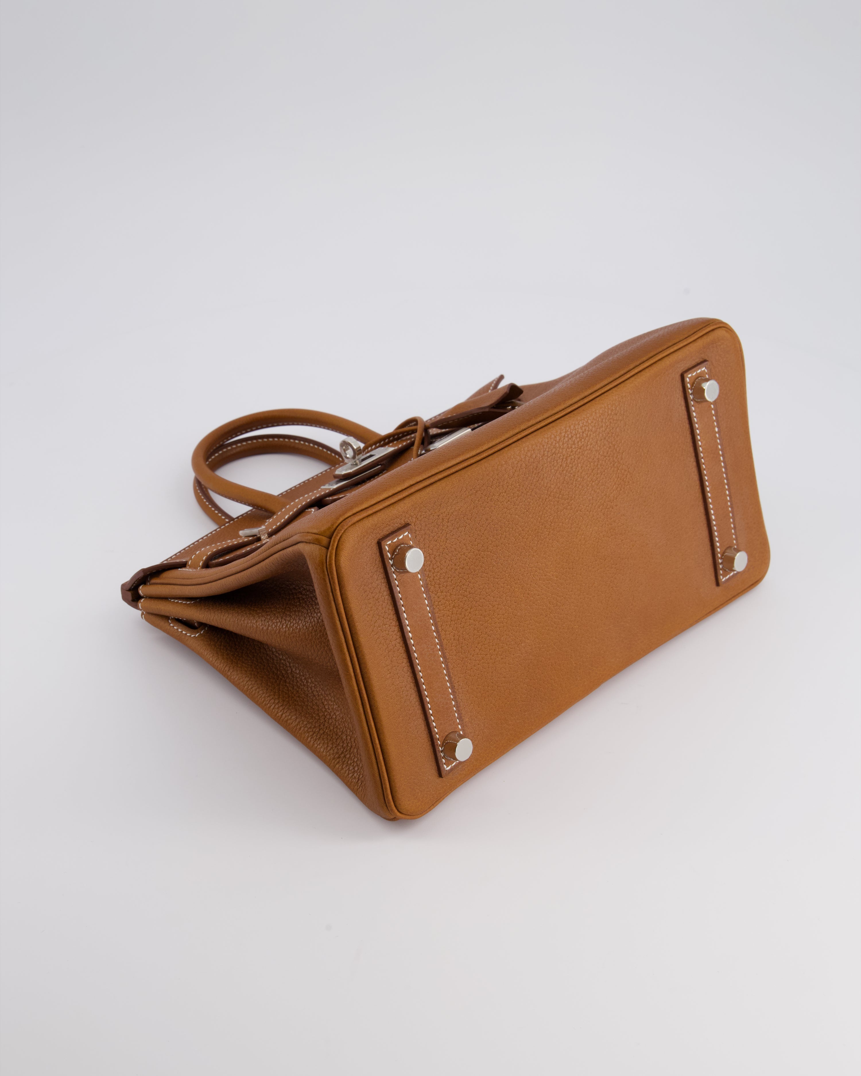 *NEW STAMP* Hermès Birkin 25 Retourne Bag in Fauve Barenia Faubourg Leather and Palladium Hardware