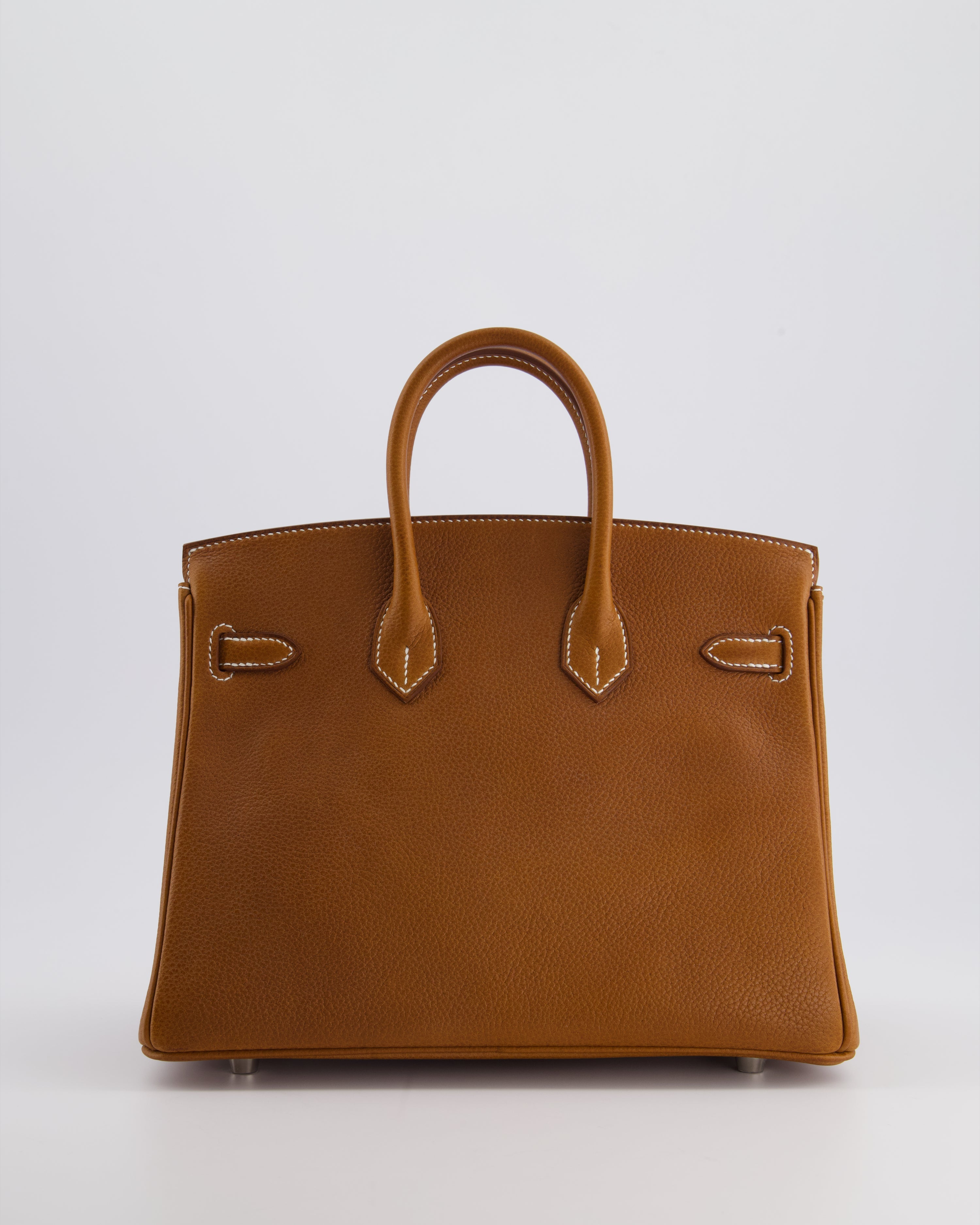 *NEW STAMP* Hermès Birkin 25 Retourne Bag in Fauve Barenia Faubourg Leather and Palladium Hardware