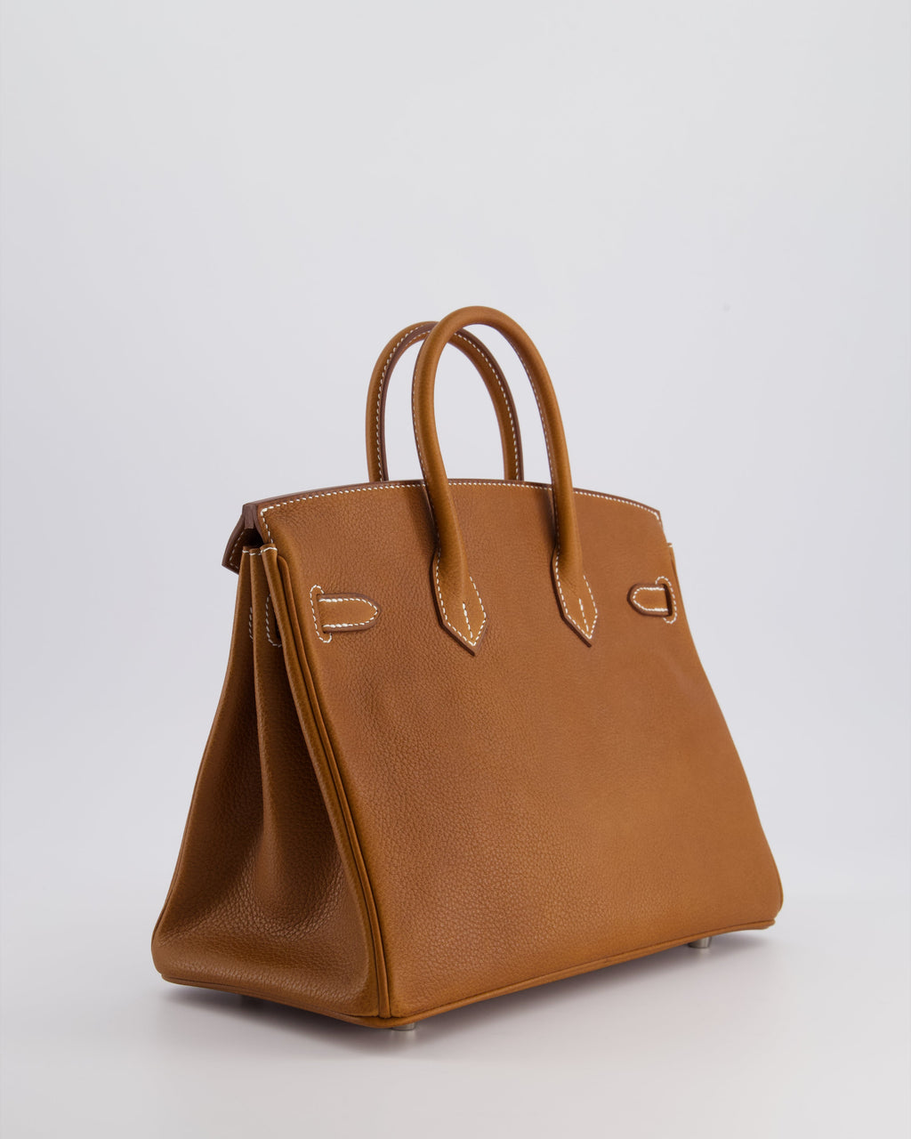 *NEW STAMP* Hermès Birkin 25 Retourne Bag in Fauve Barenia Faubourg Leather and Palladium Hardware