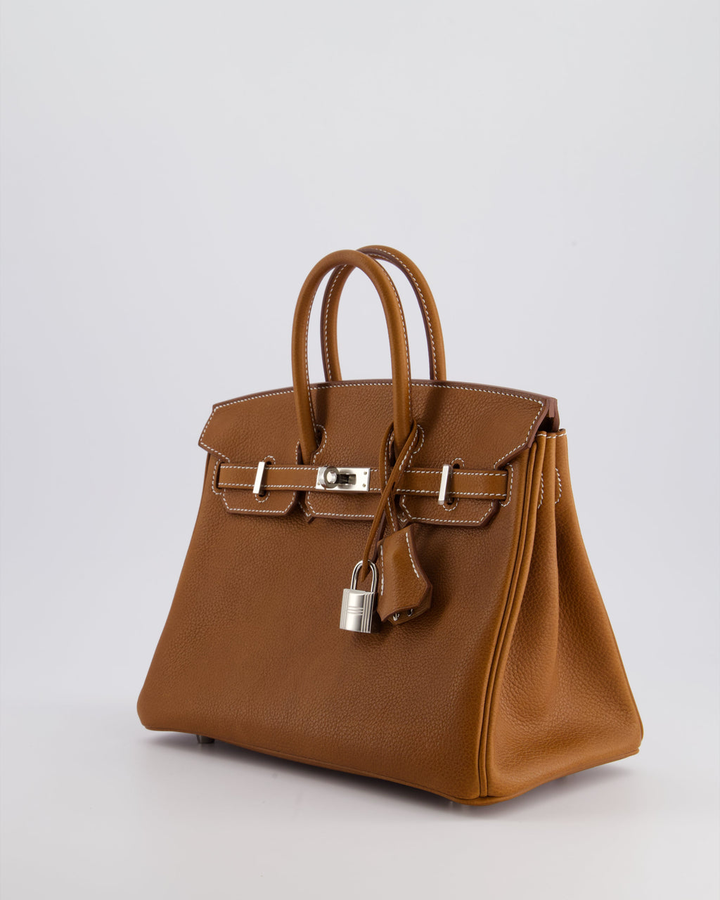 *NEW STAMP* Hermès Birkin 25 Retourne Bag in Fauve Barenia Faubourg Leather and Palladium Hardware