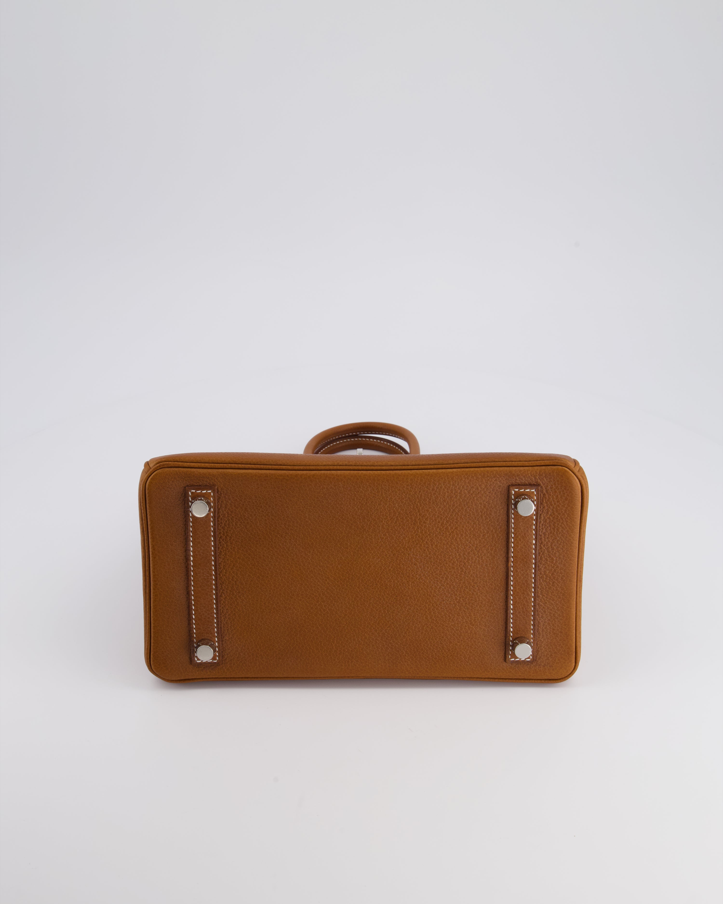 *NEW STAMP* Hermès Birkin 25 Retourne Bag in Fauve Barenia Faubourg Leather and Palladium Hardware