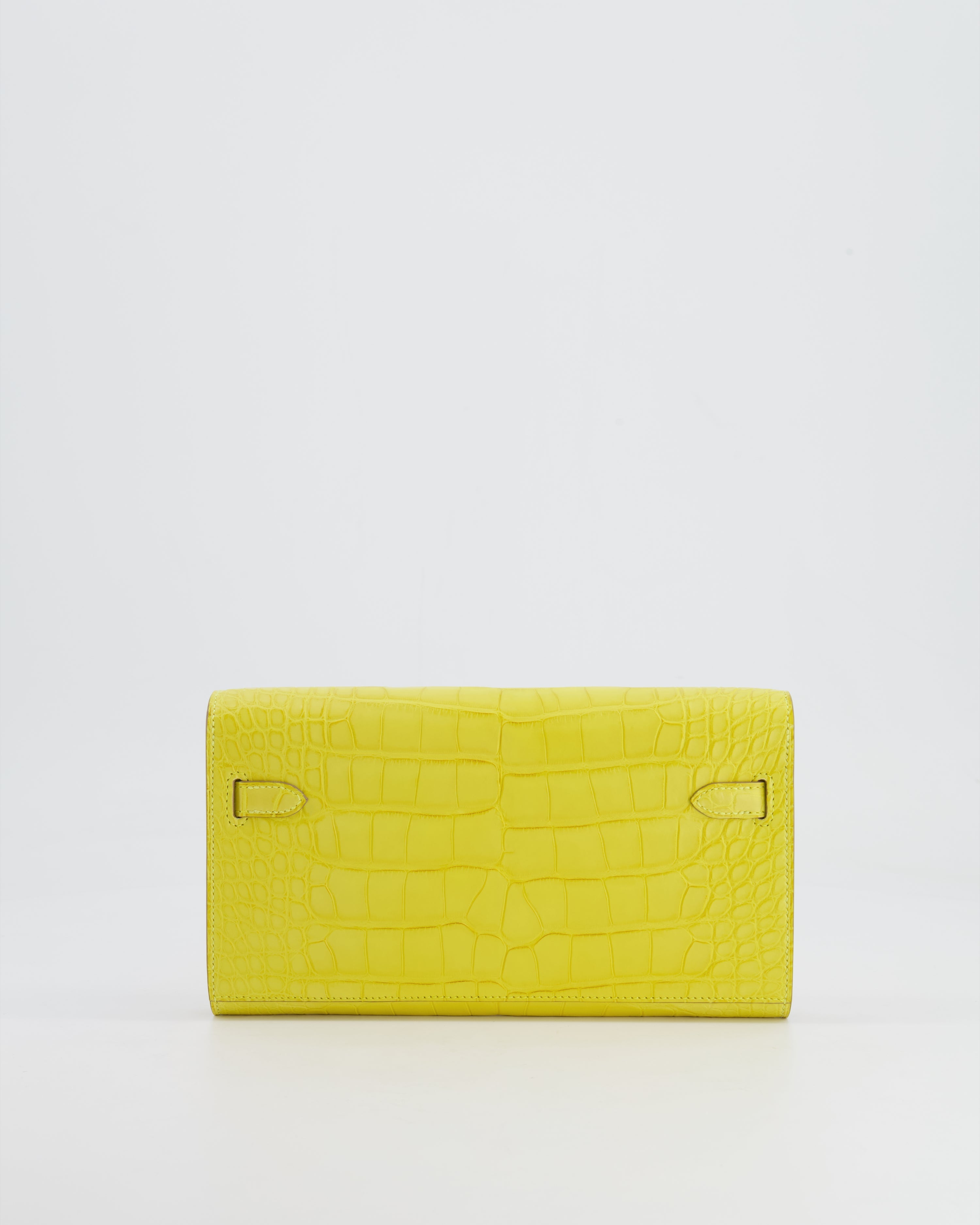 *RARE* Hermès Kelly To Go Bag in Jaune Mimosa Alligator Mississippiensis Leather with Gold Hardware