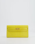 *RARE* Hermès Kelly To Go Bag in Jaune Mimosa Alligator Mississippiensis Leather with Gold Hardware