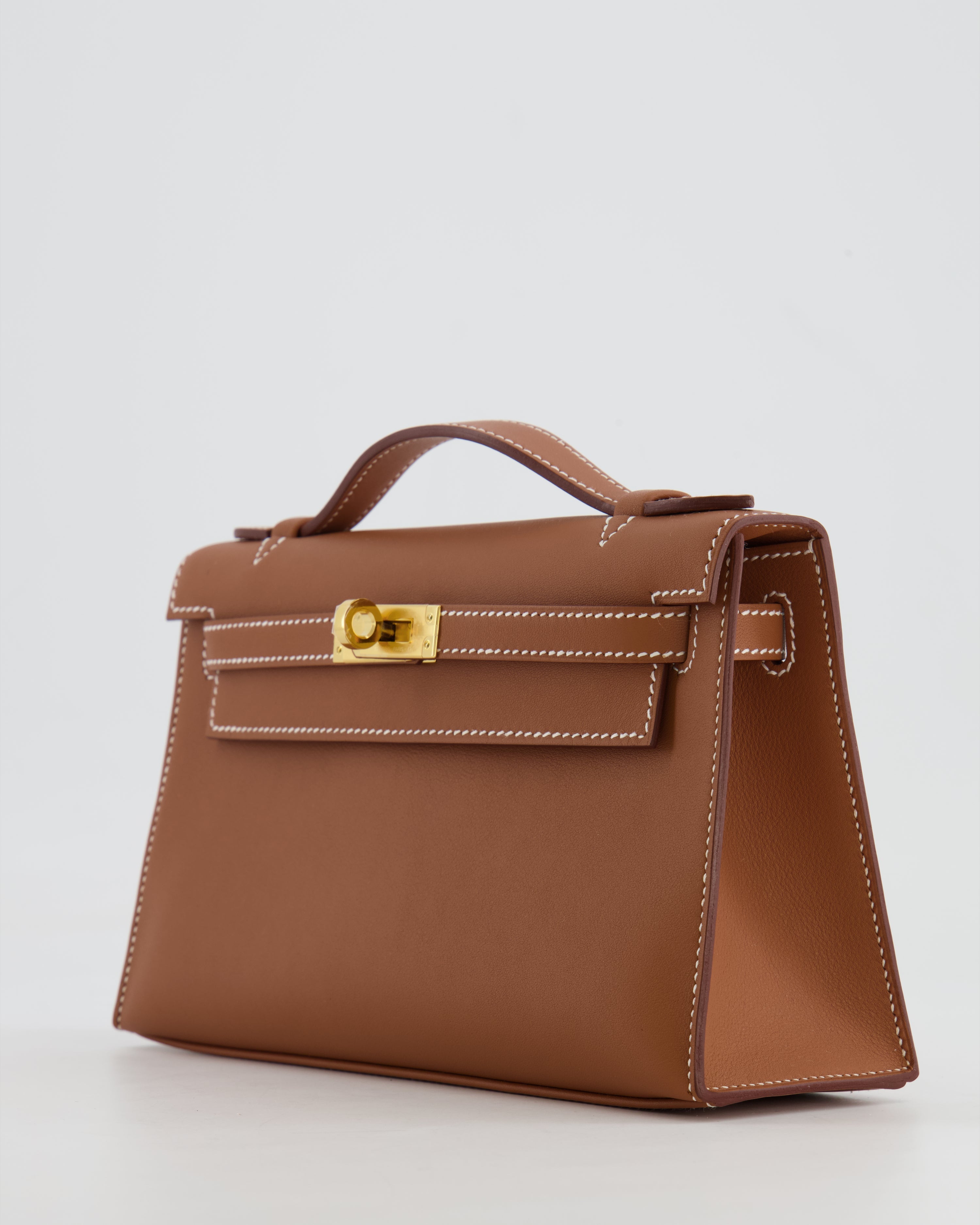 *RARE* Hermès Mini Kelly Pochette Bag in Gold Swift Leather with Gold Hardware