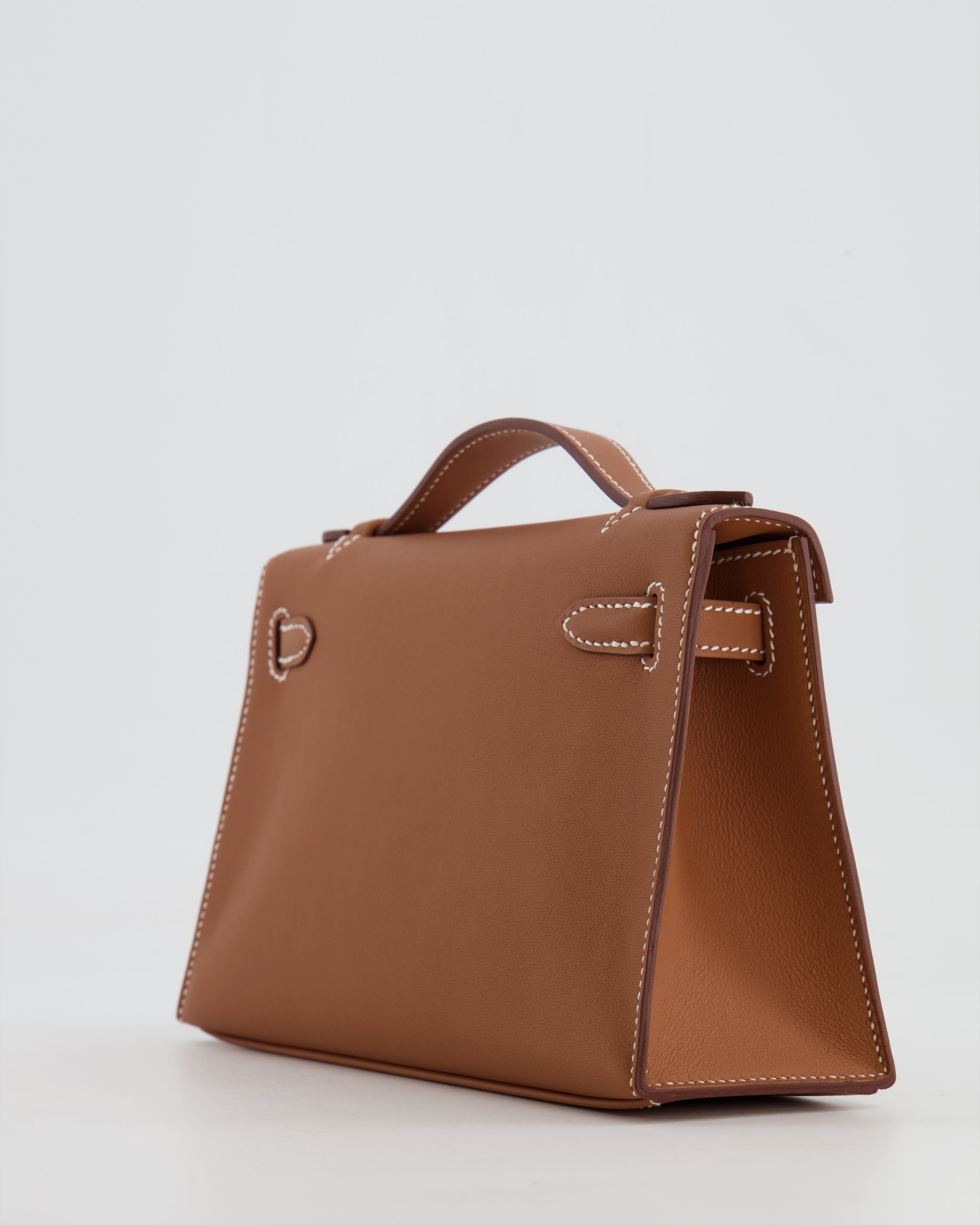 *RARE* Hermès Mini Kelly Pochette Bag in Gold Swift Leather with Gold Hardware