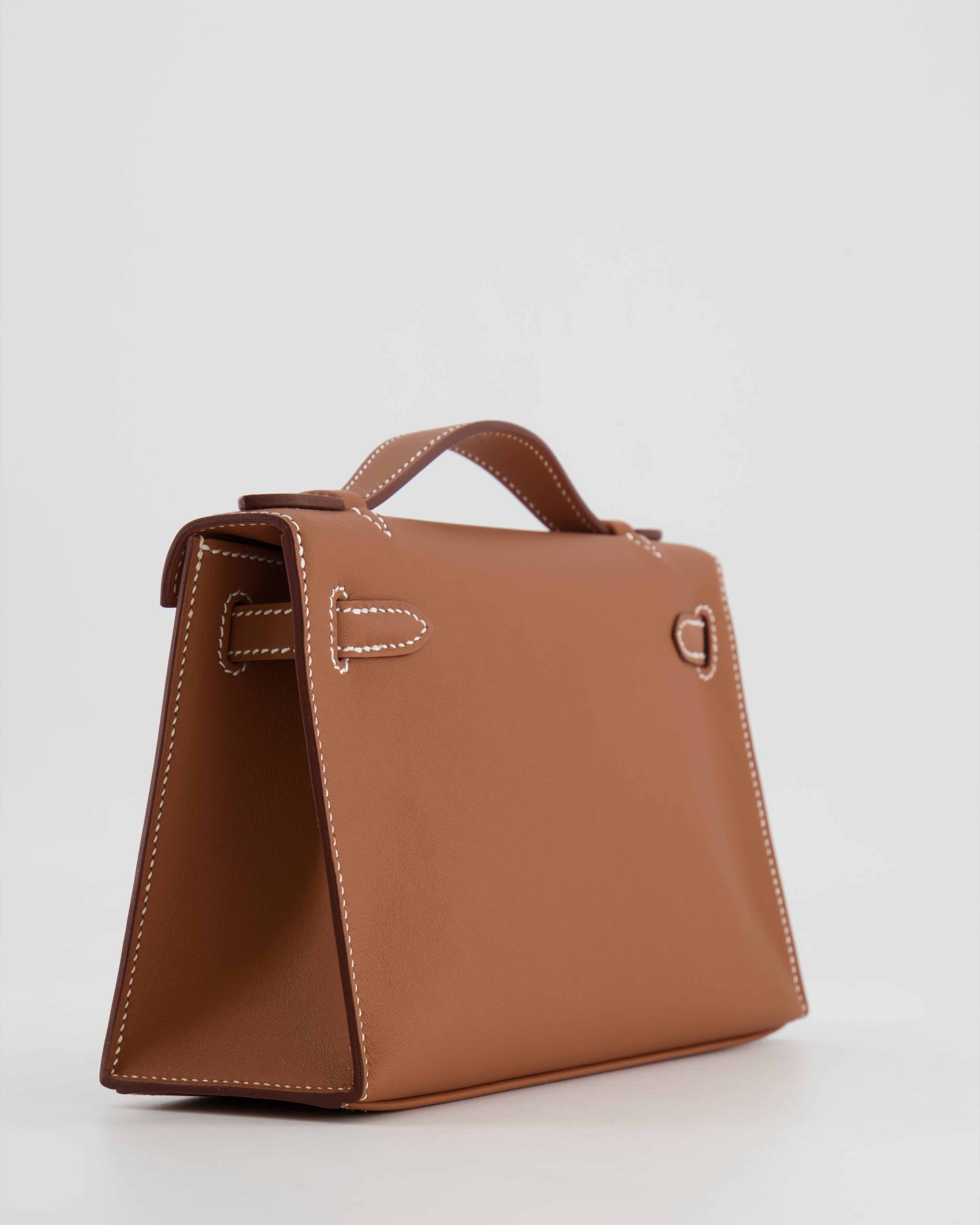 *RARE* Hermès Mini Kelly Pochette Bag in Gold Swift Leather with Gold Hardware