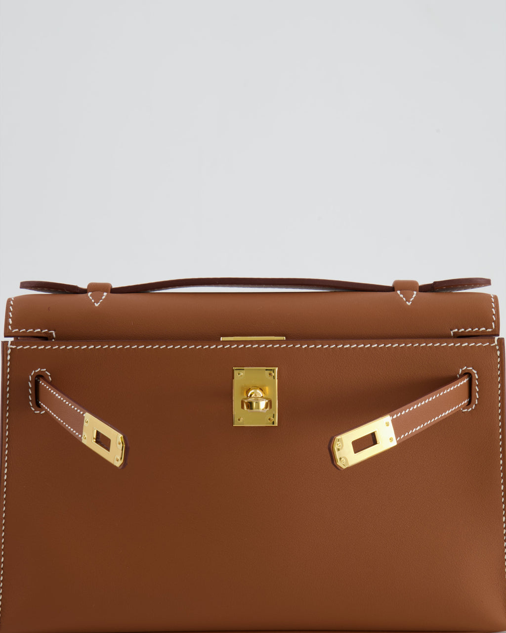*RARE* Hermès Mini Kelly Pochette Bag in Gold Swift Leather with Gold Hardware