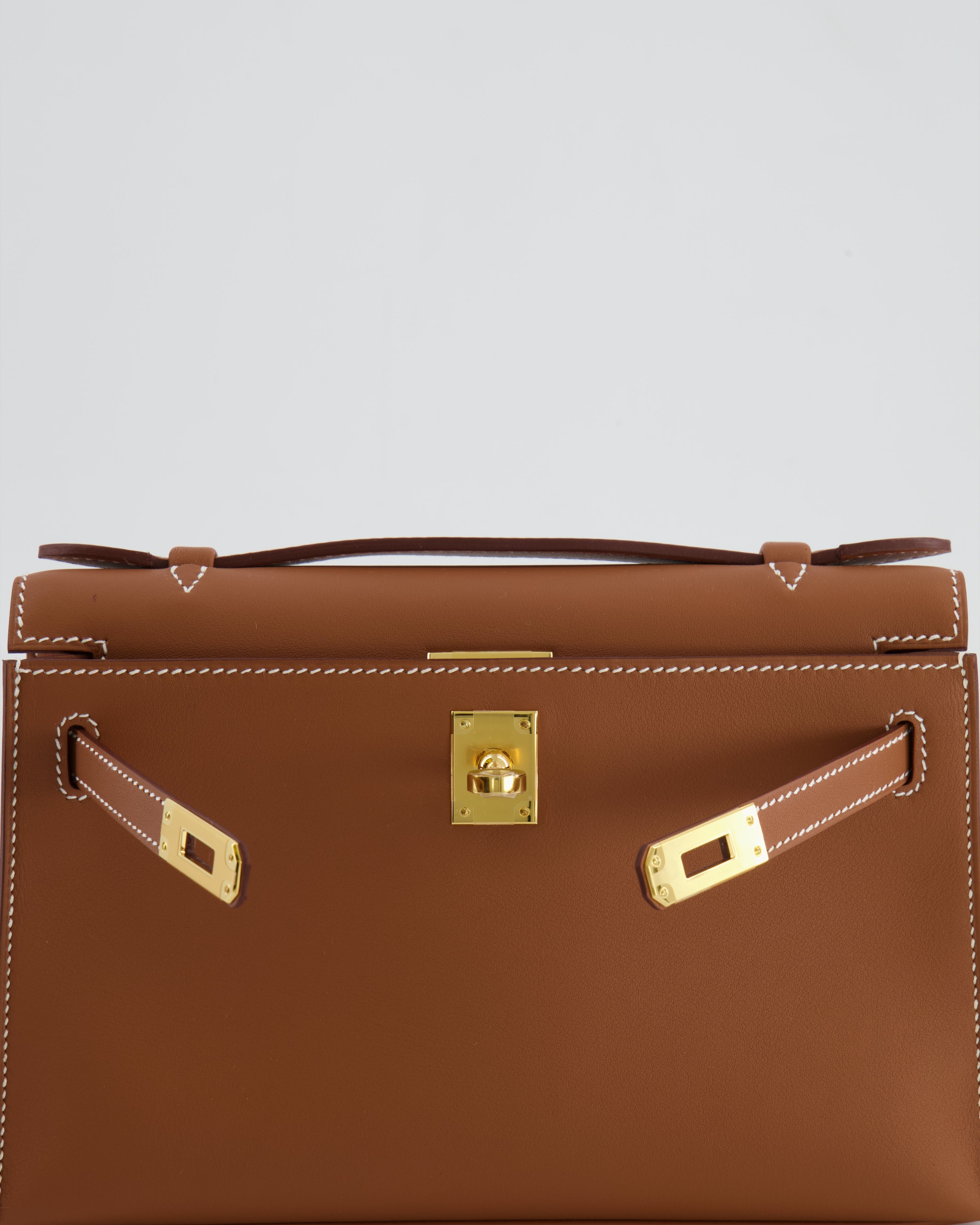 *RARE* Hermès Mini Kelly Pochette Bag in Gold Swift Leather with Gold Hardware