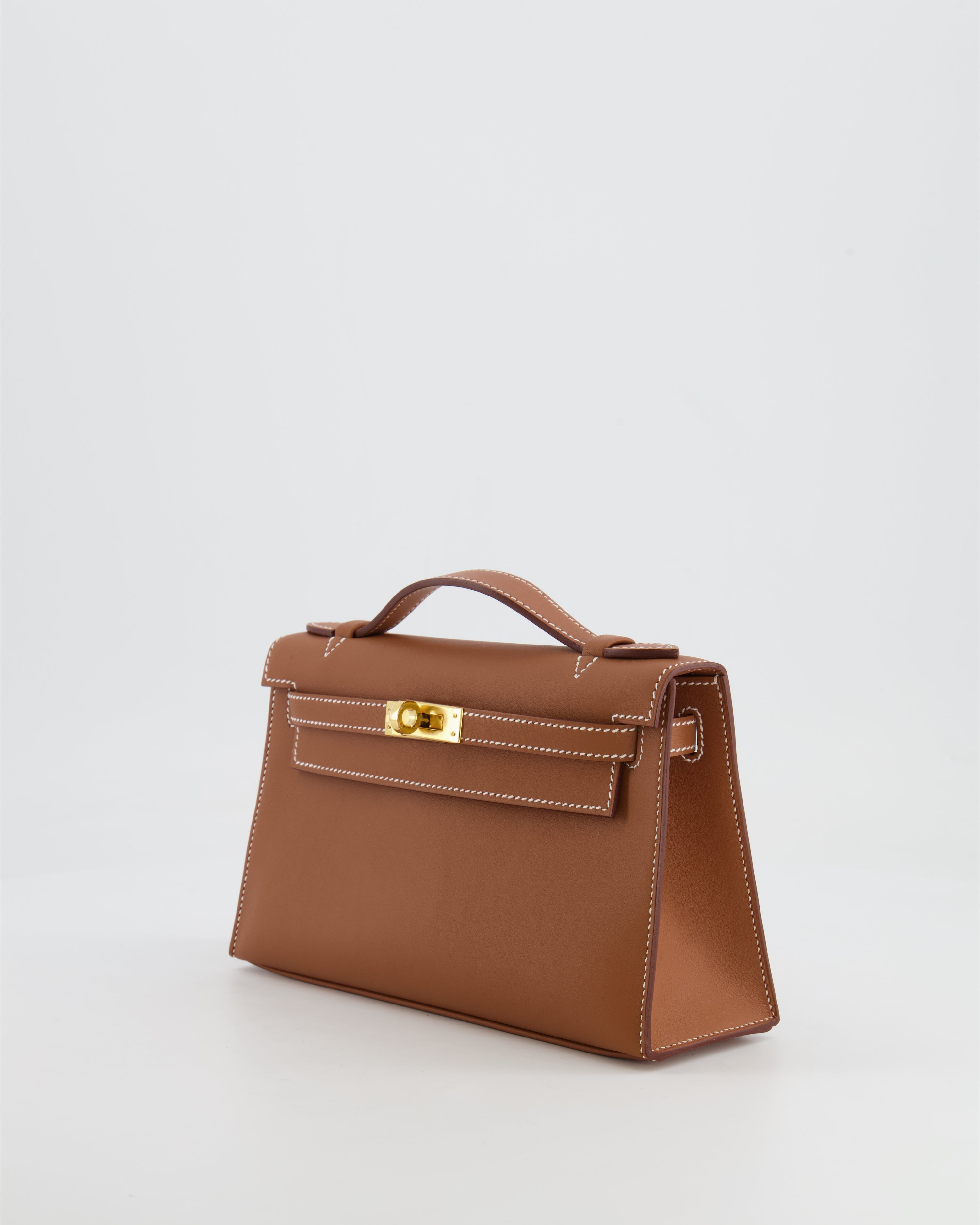 *RARE* Hermès Mini Kelly Pochette Bag in Gold Swift Leather with Gold Hardware