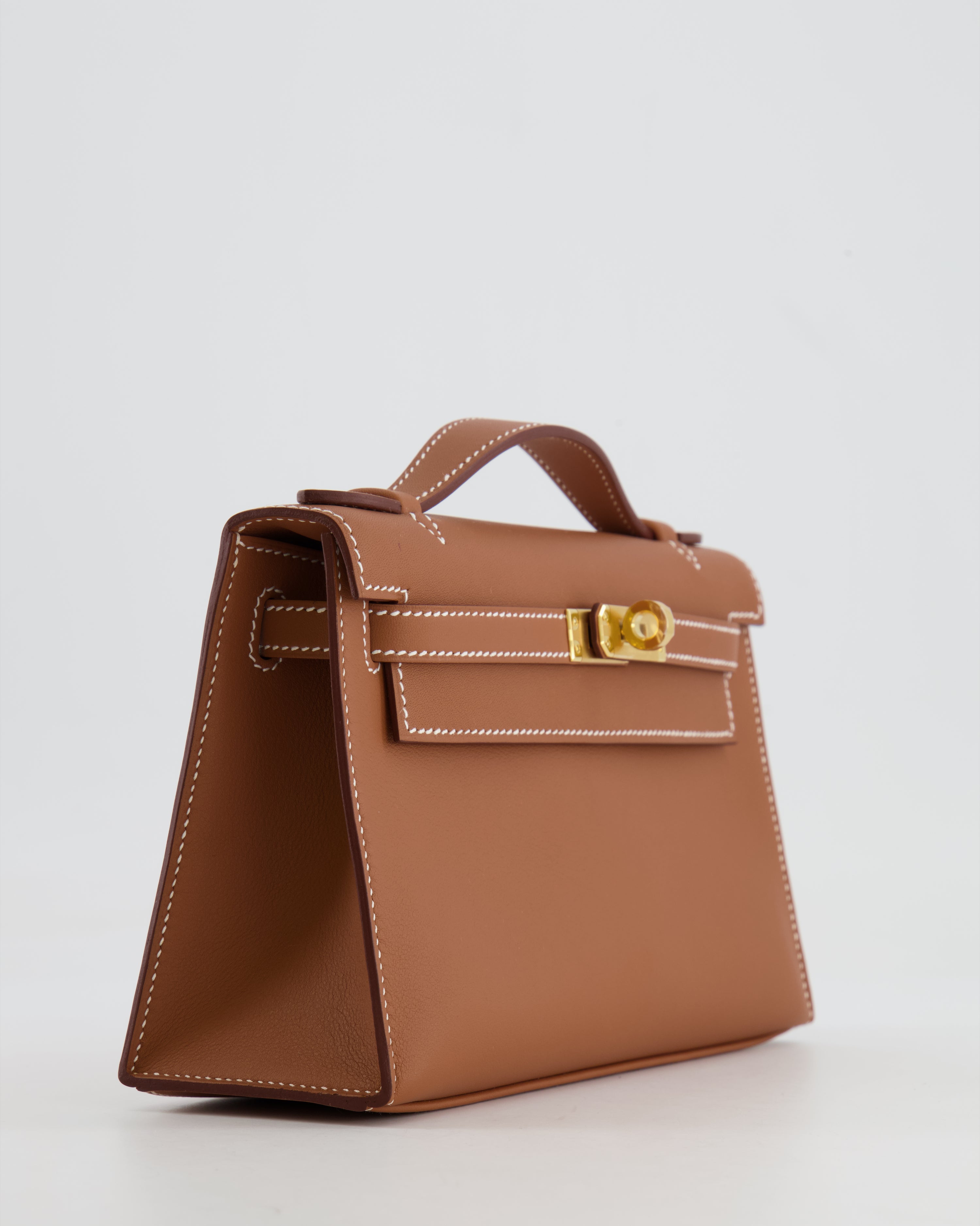 *RARE* Hermès Mini Kelly Pochette Bag in Gold Swift Leather with Gold Hardware