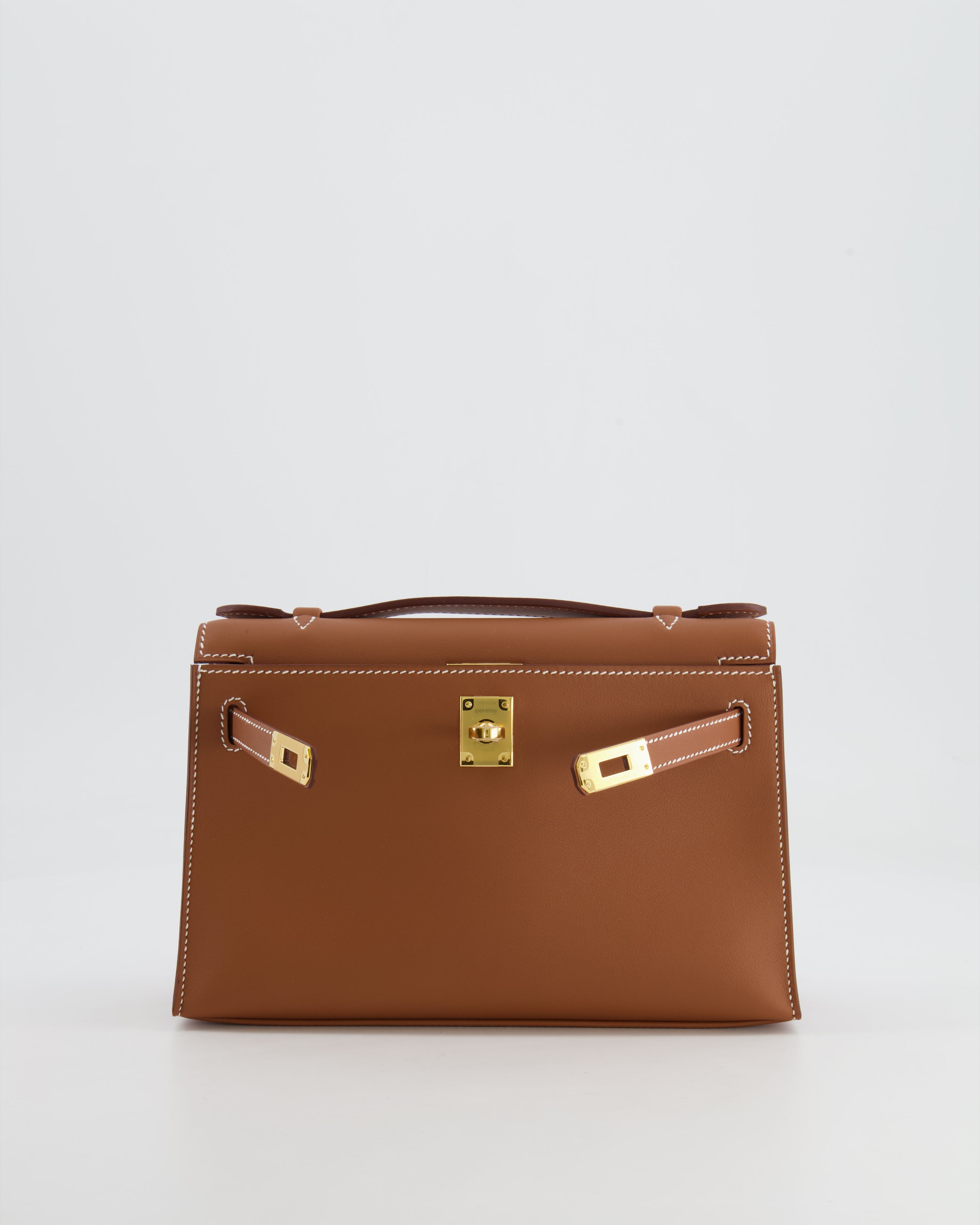 *RARE* Hermès Mini Kelly Pochette Bag in Gold Swift Leather with Gold Hardware