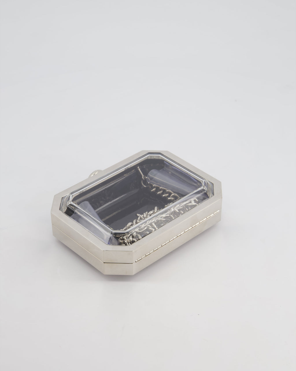 *Limited Edition* Chanel Silver, Black Minaudiere Plexiglass Clutch Bag