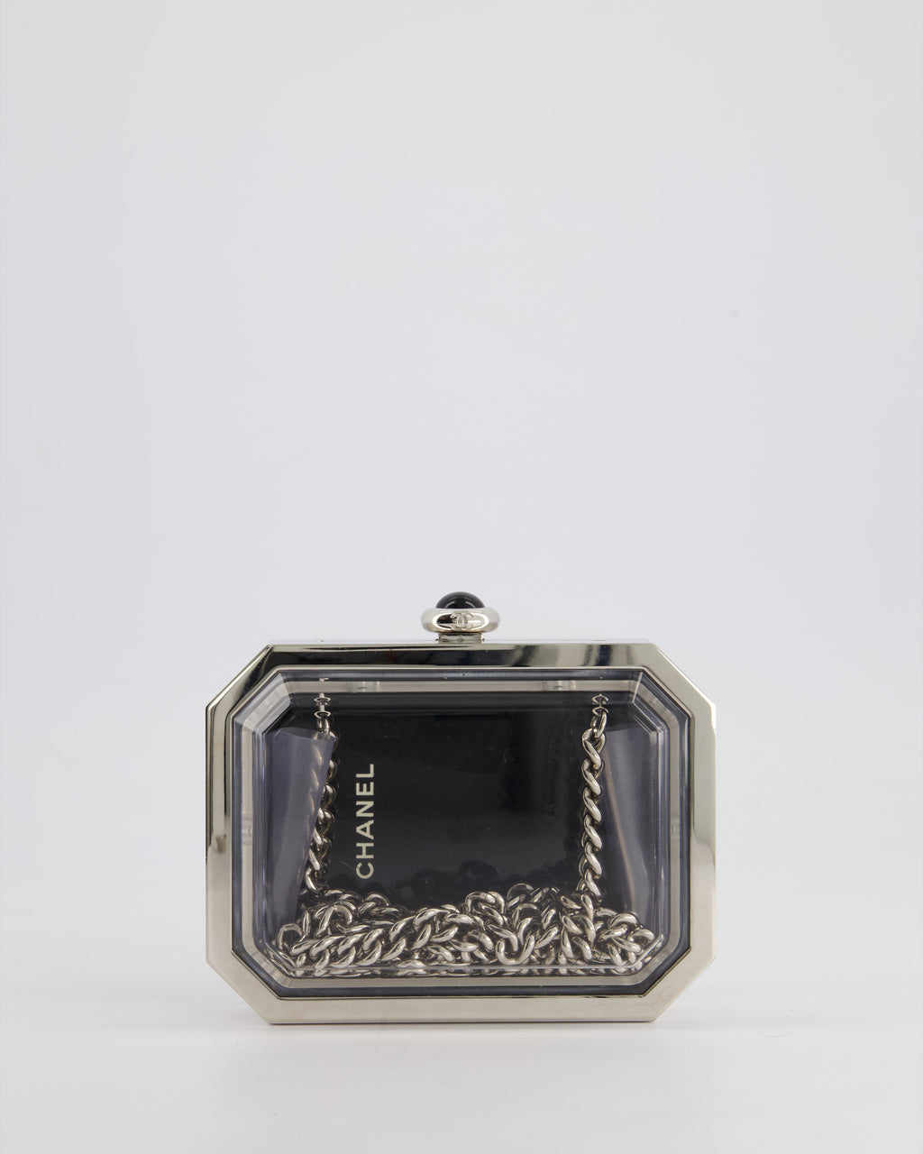 *Limited Edition* Chanel Silver, Black Minaudiere Plexiglass Clutch Bag