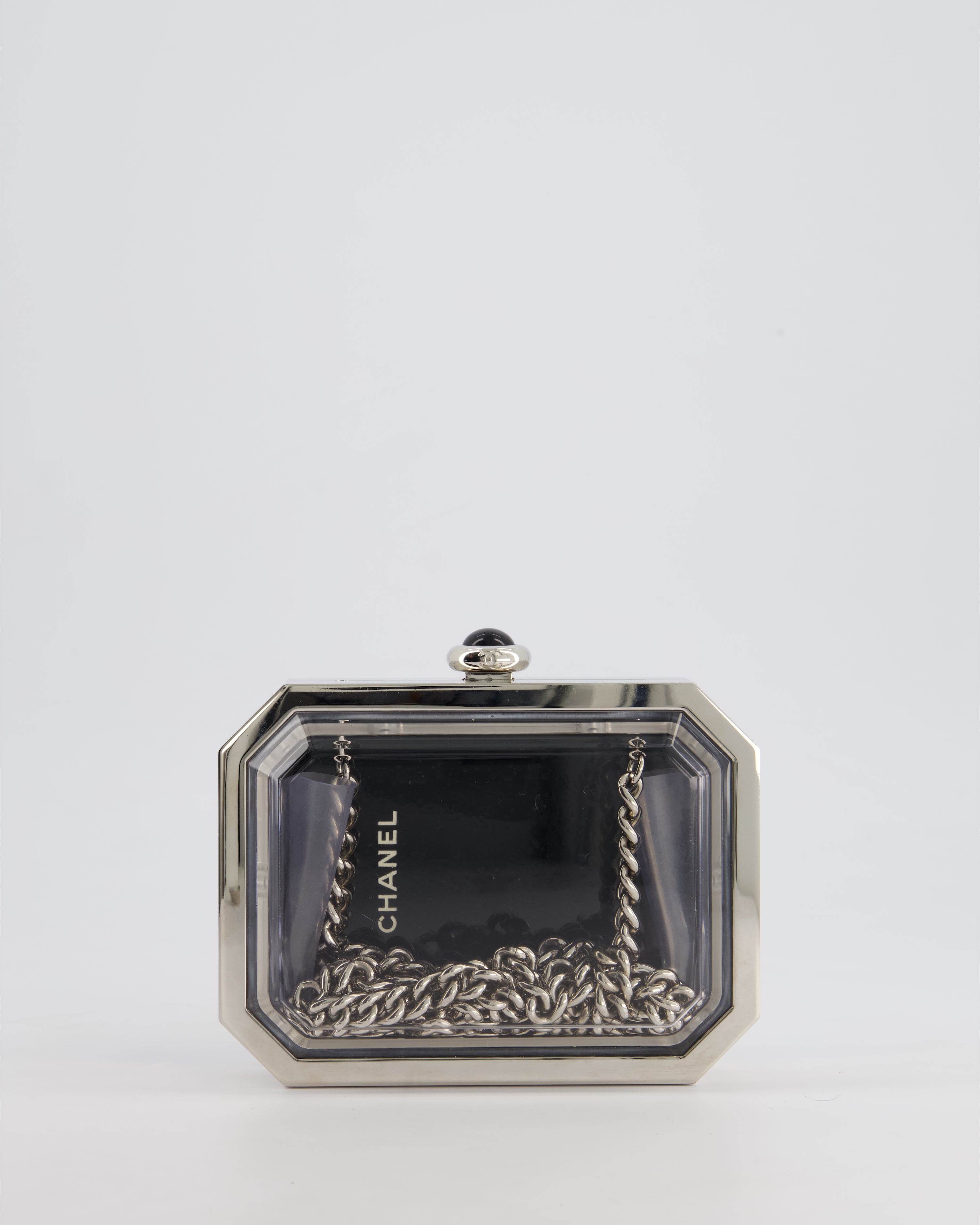 *Limited Edition* Chanel Silver, Black Minaudiere Plexiglass Clutch Bag