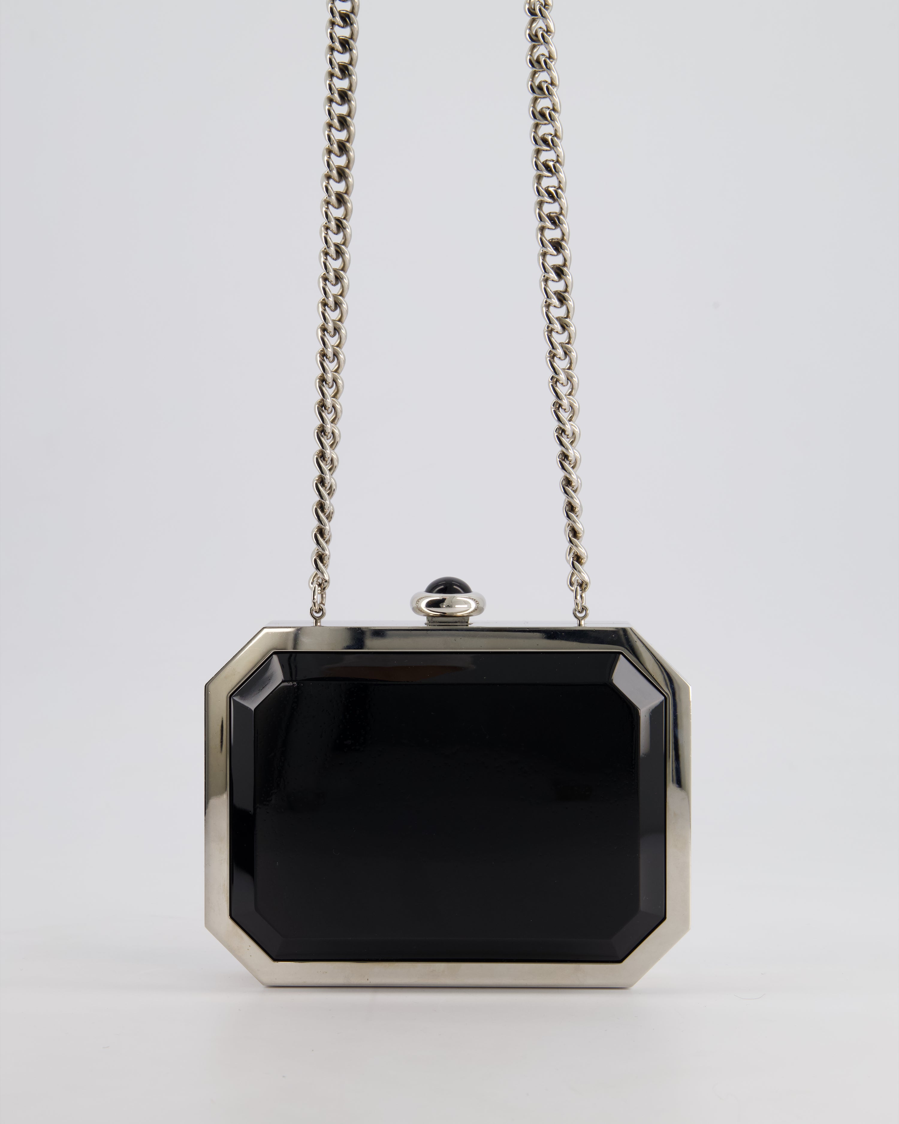 *Limited Edition* Chanel Silver, Black Minaudiere Plexiglass Clutch Bag