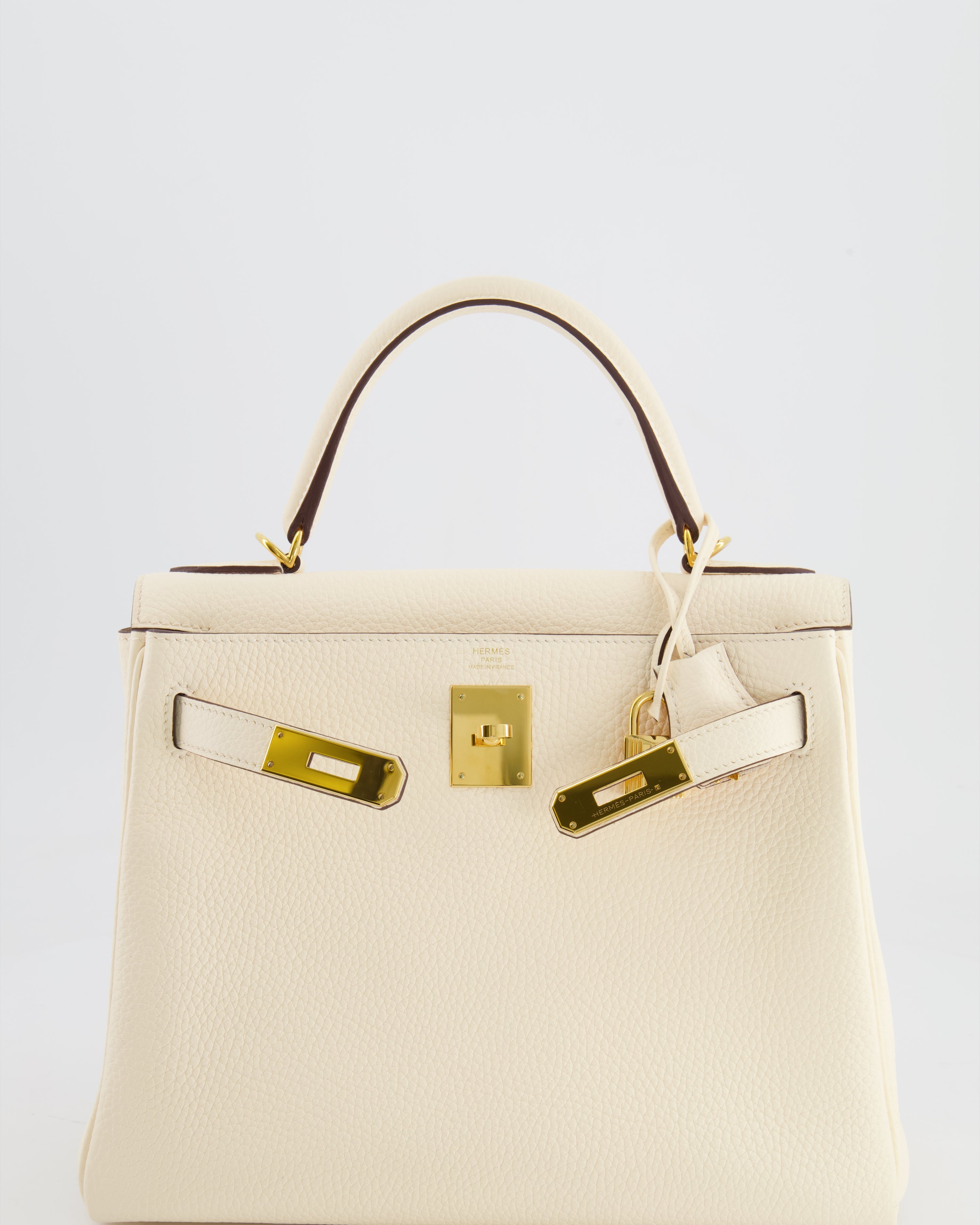 Hermès Kelly 28 Retourne Bag in Nata Clemence Leather with Gold Hardware