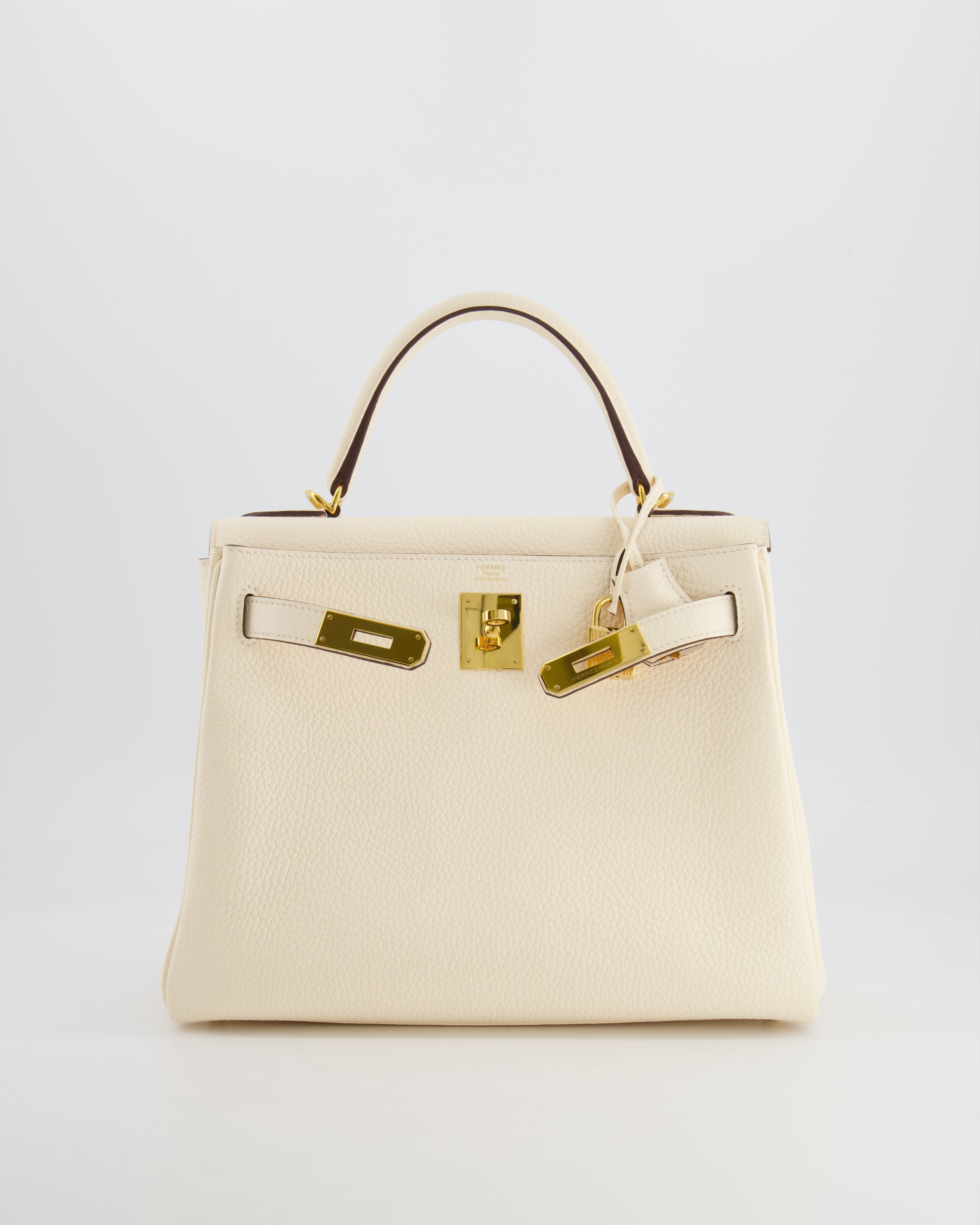 Hermès Kelly 28 Retourne Bag in Nata Clemence Leather with Gold Hardware
