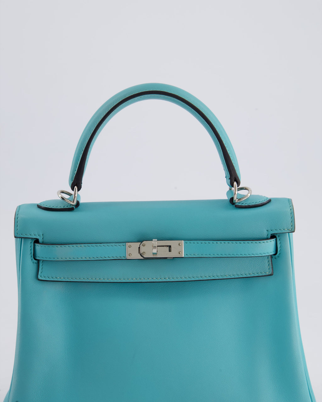 Hermès Kelly 25 Retourne Bag in Bleu Atoll Swift Leather with Palladium Hardware