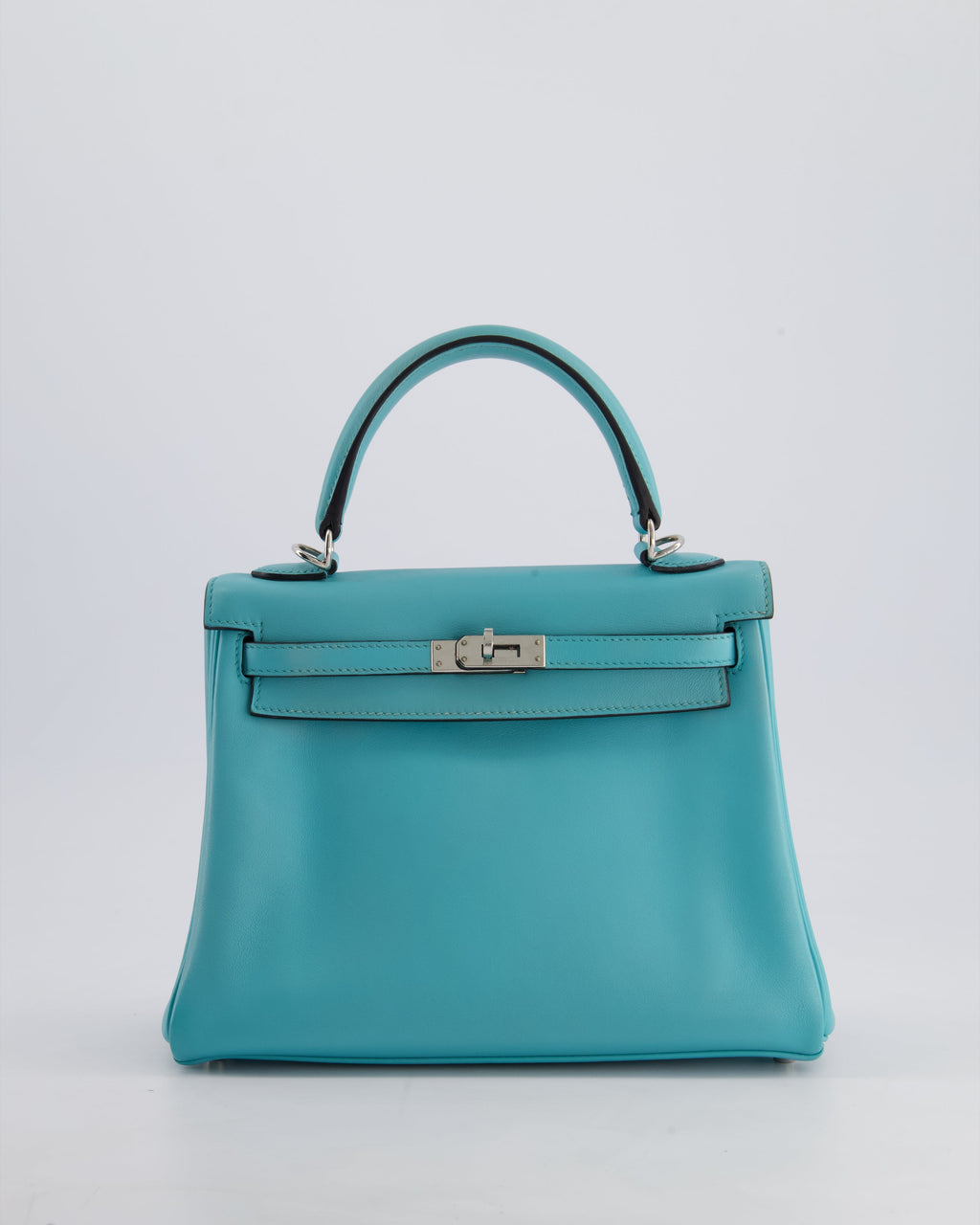 Hermès Kelly 25 Retourne Bag in Bleu Atoll Swift Leather with Palladium Hardware