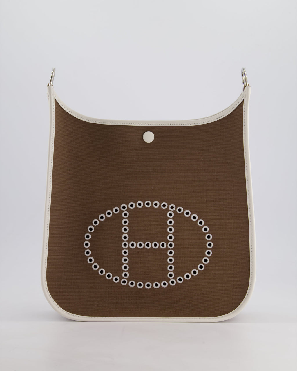 Hermes Evelyne 29 in Neo Etoupe Canvas and White with Palladium Hardware