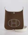 Hermes Evelyne 29 in Neo Etoupe Canvas and White with Palladium Hardware