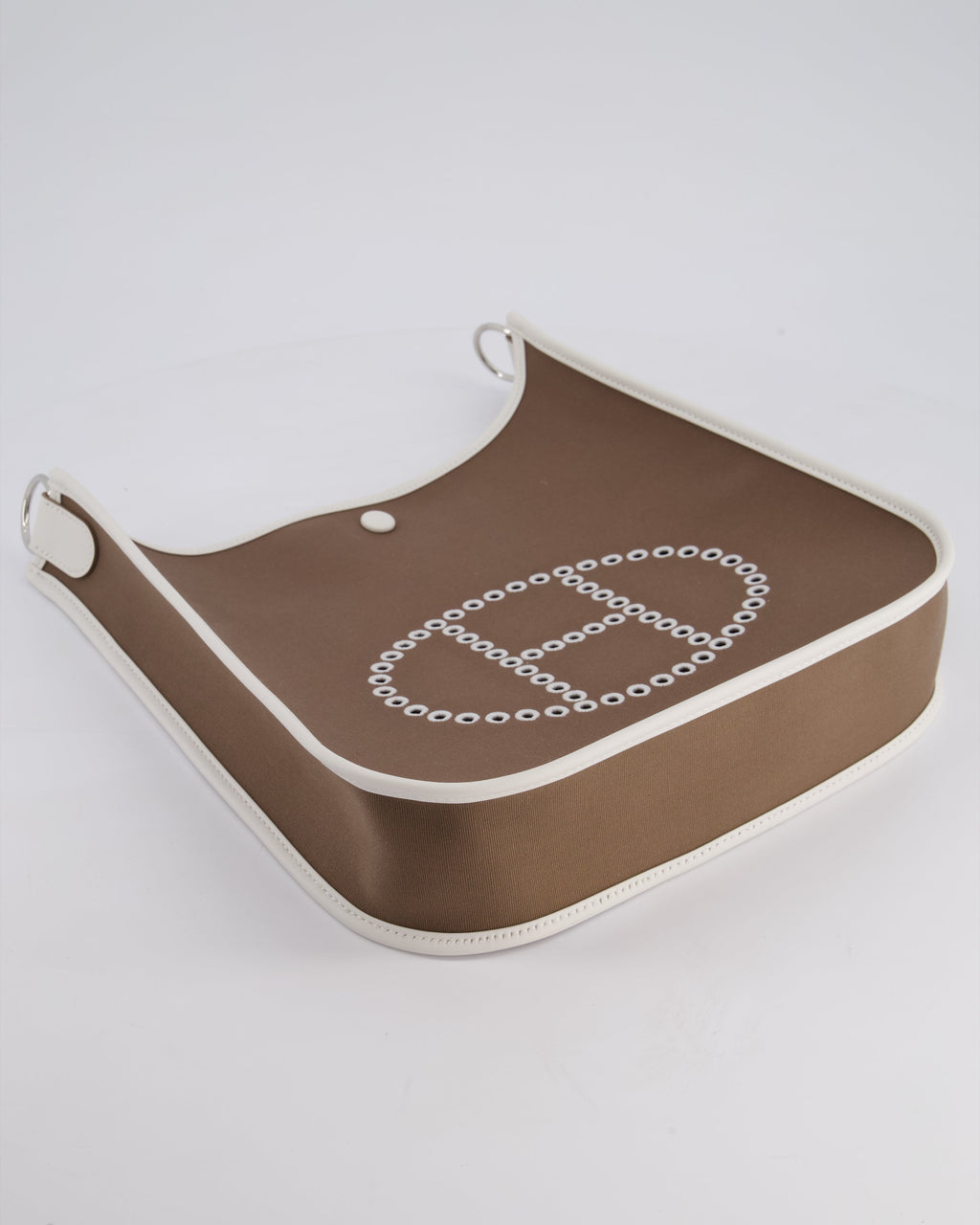 Hermes Evelyne 29 in Neo Etoupe Canvas and White with Palladium Hardware