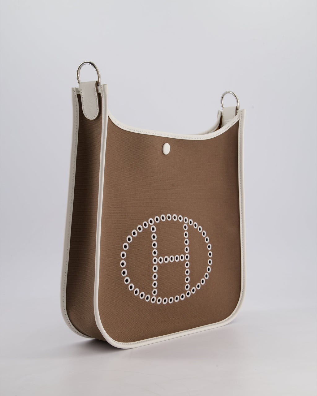 Hermes Evelyne 29 in Neo Etoupe Canvas and White with Palladium Hardware