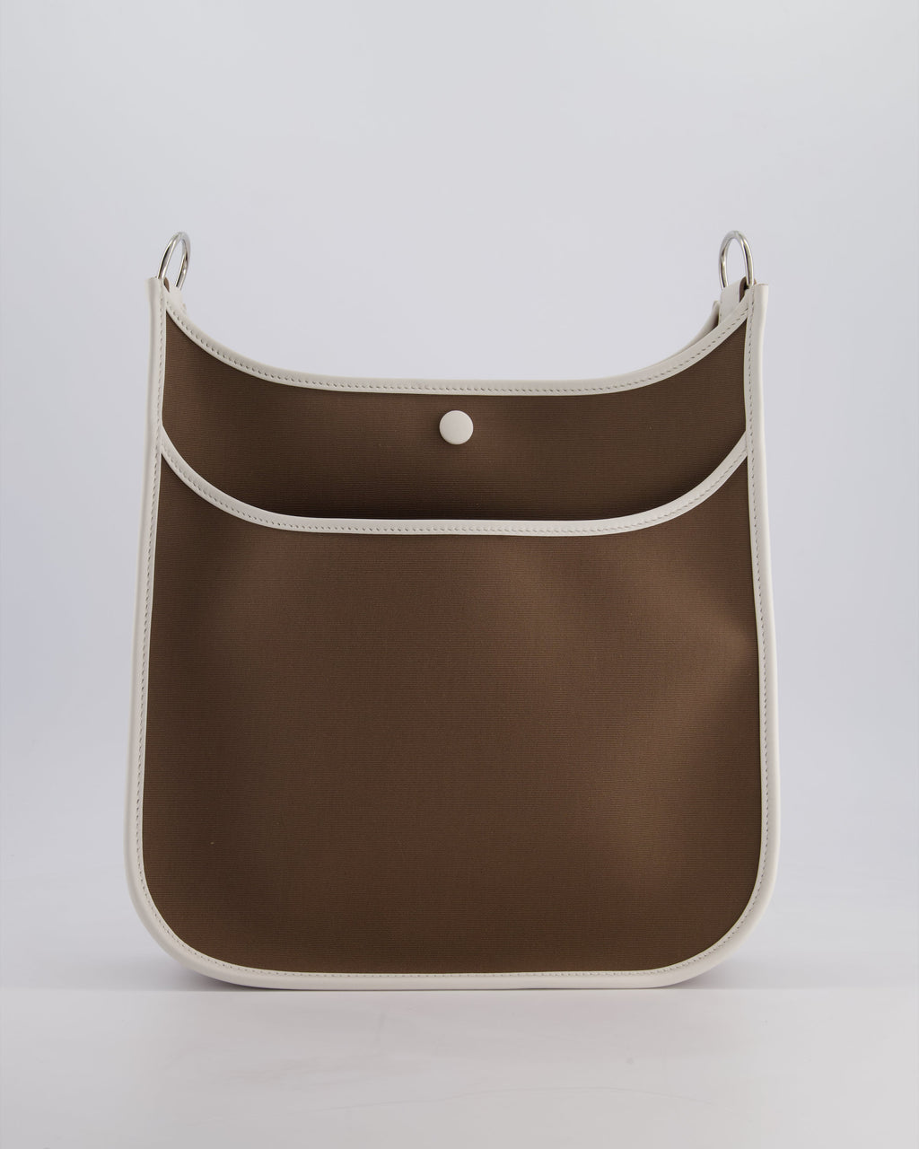 Hermes Evelyne 29 in Neo Etoupe Canvas and White with Palladium Hardware