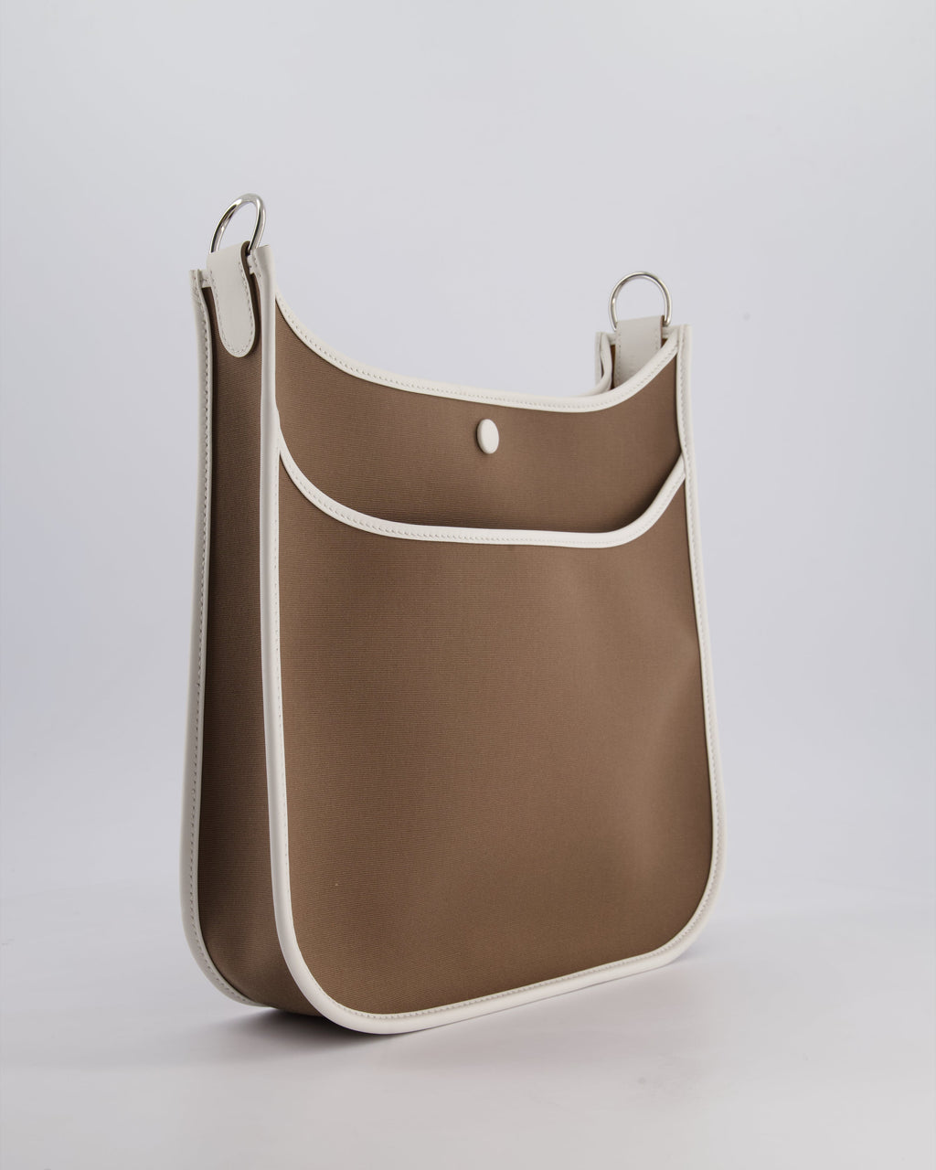 Hermes Evelyne 29 in Neo Etoupe Canvas and White with Palladium Hardware