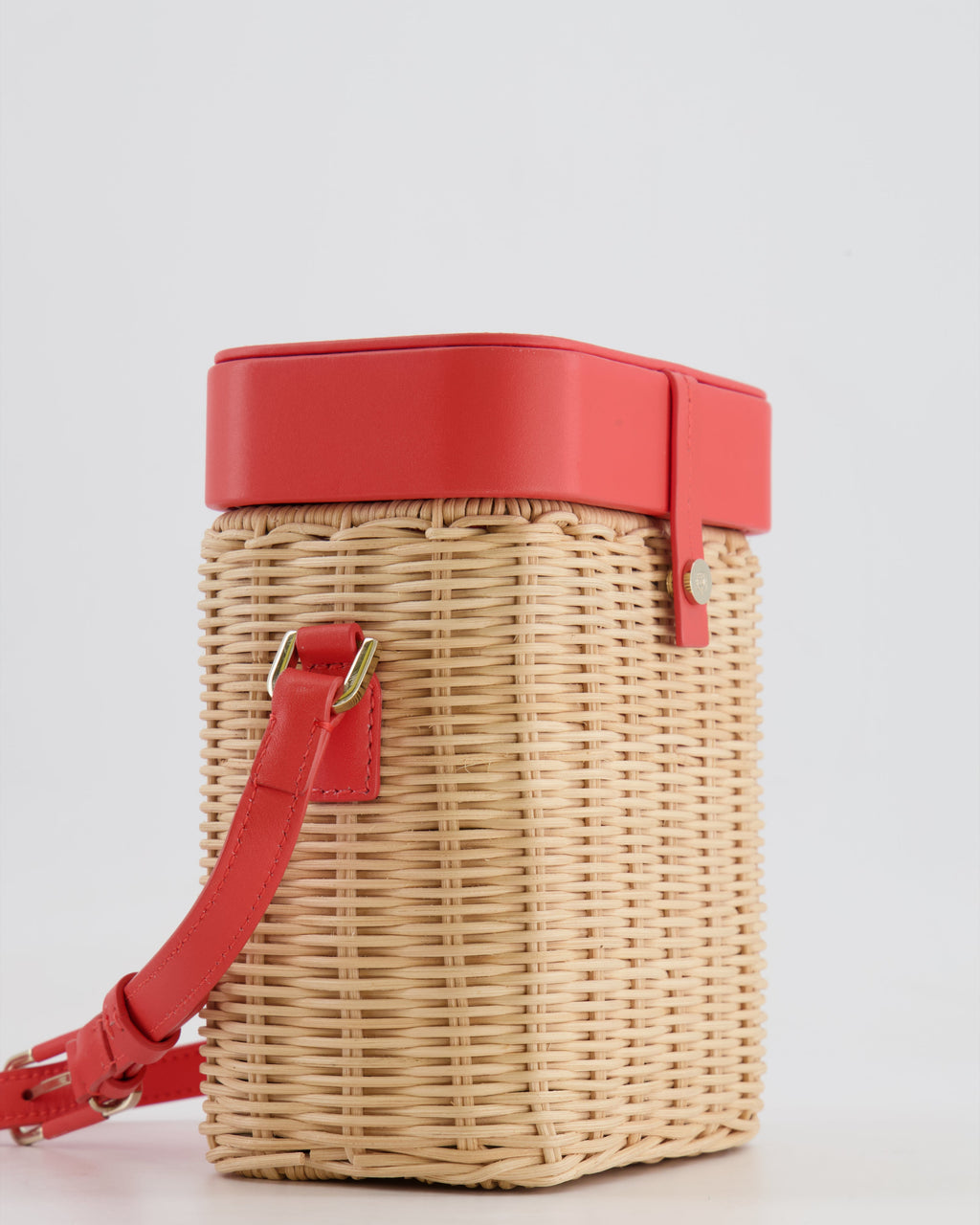 Loro Piana Pink Lambskin Leather and Wicker Crossbody Bucket Bag with Silver Hardware