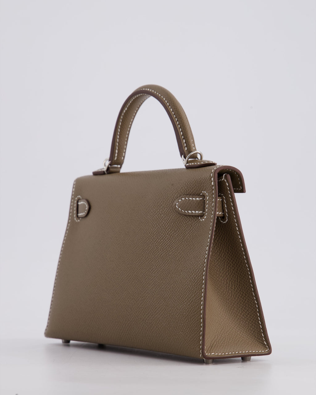 *HOT* Hermès Mini Kelly II 20 Bag in Etoupe Epsom Leather with Palladium Hardware