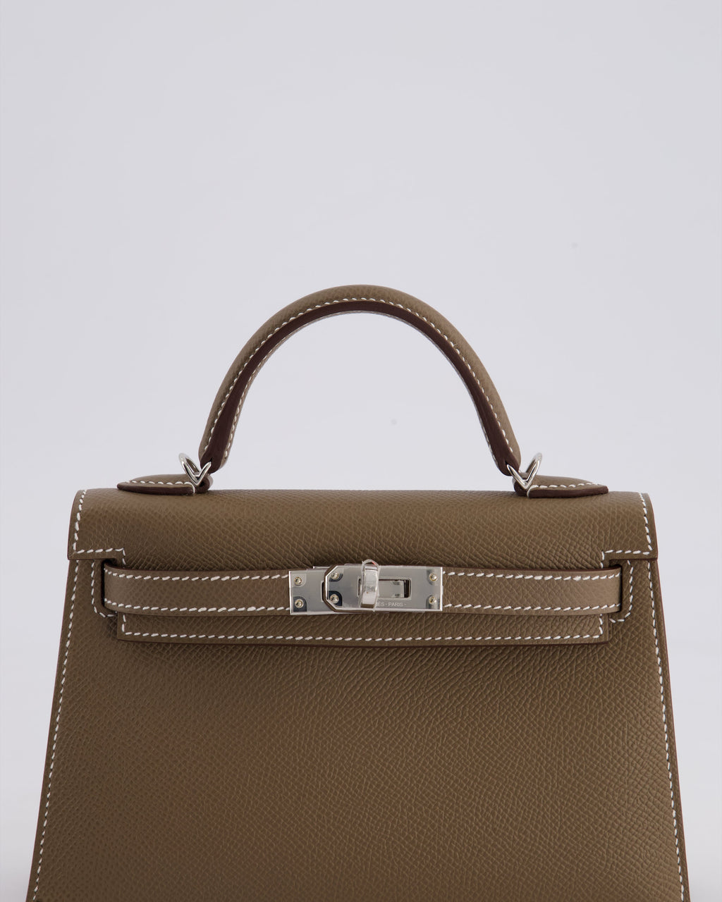 *HOT* Hermès Mini Kelly II 20 Bag in Etoupe Epsom Leather with Palladium Hardware