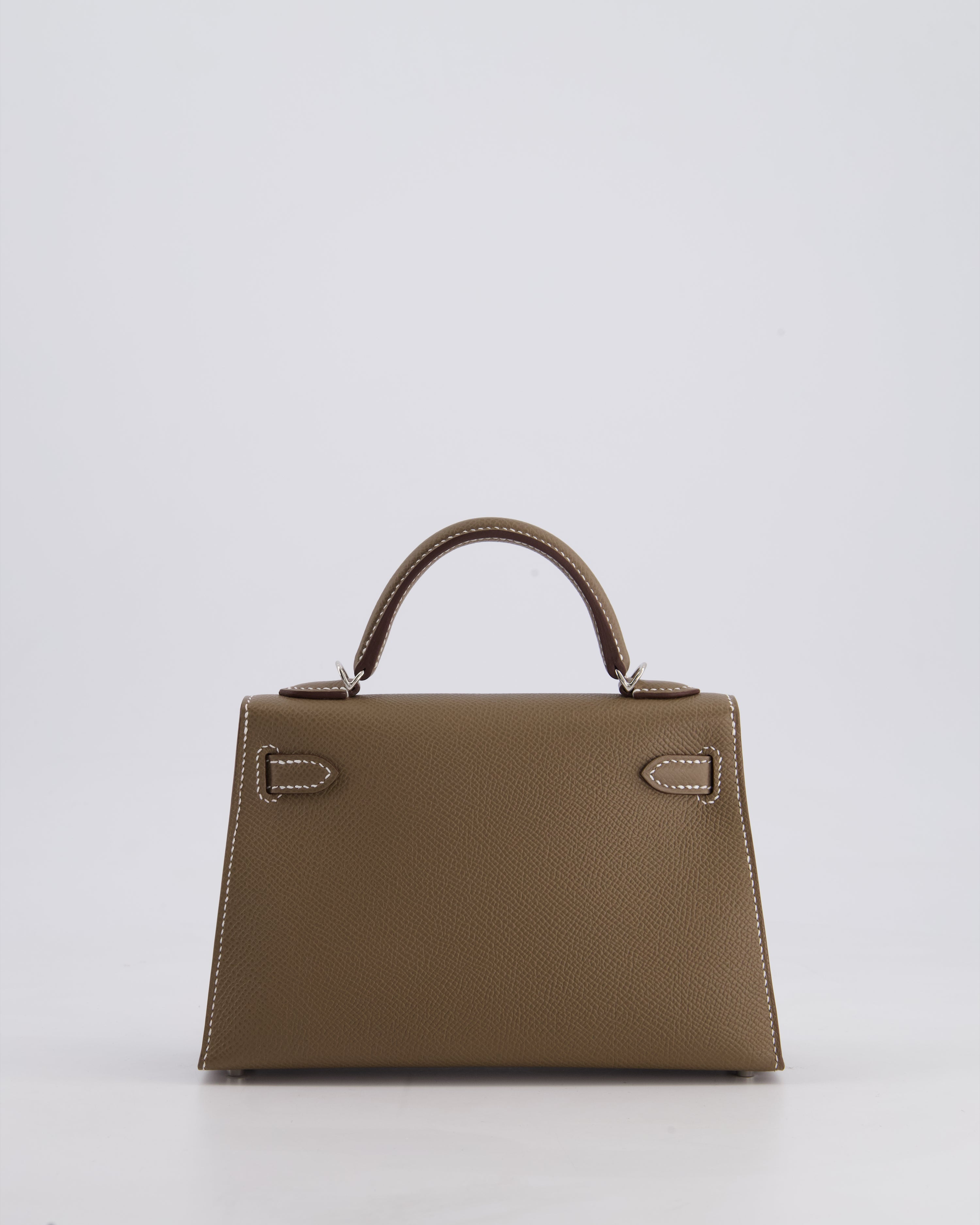 *HOT* Hermès Mini Kelly II 20 Bag in Etoupe Epsom Leather with Palladium Hardware