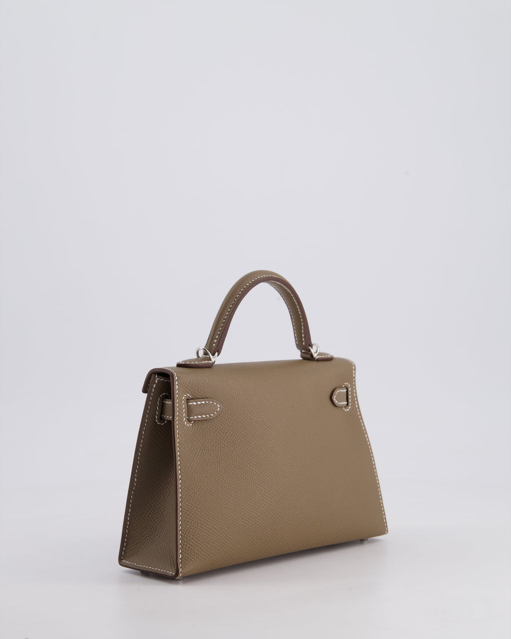 *HOT* Hermès Mini Kelly II 20 Bag in Etoupe Epsom Leather with Palladium Hardware