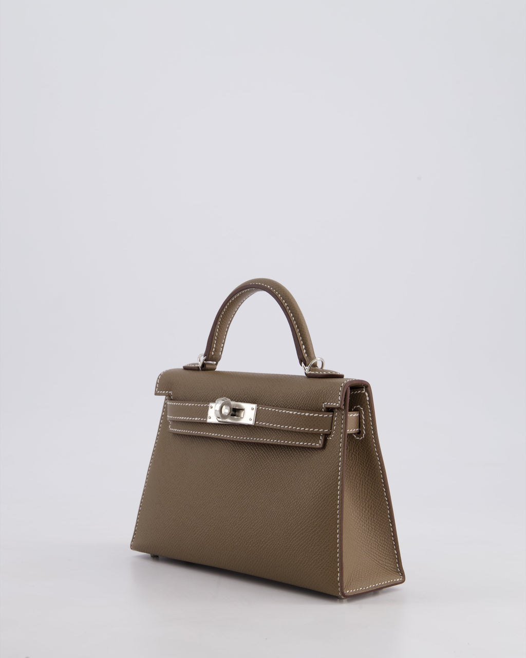 *HOT* Hermès Mini Kelly II 20 Bag in Etoupe Epsom Leather with Palladium Hardware