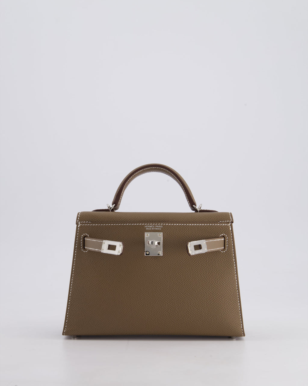 *HOT* Hermès Mini Kelly II 20 Bag in Etoupe Epsom Leather with Palladium Hardware