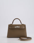 *HOT* Hermès Mini Kelly II 20 Bag in Etoupe Epsom Leather with Palladium Hardware