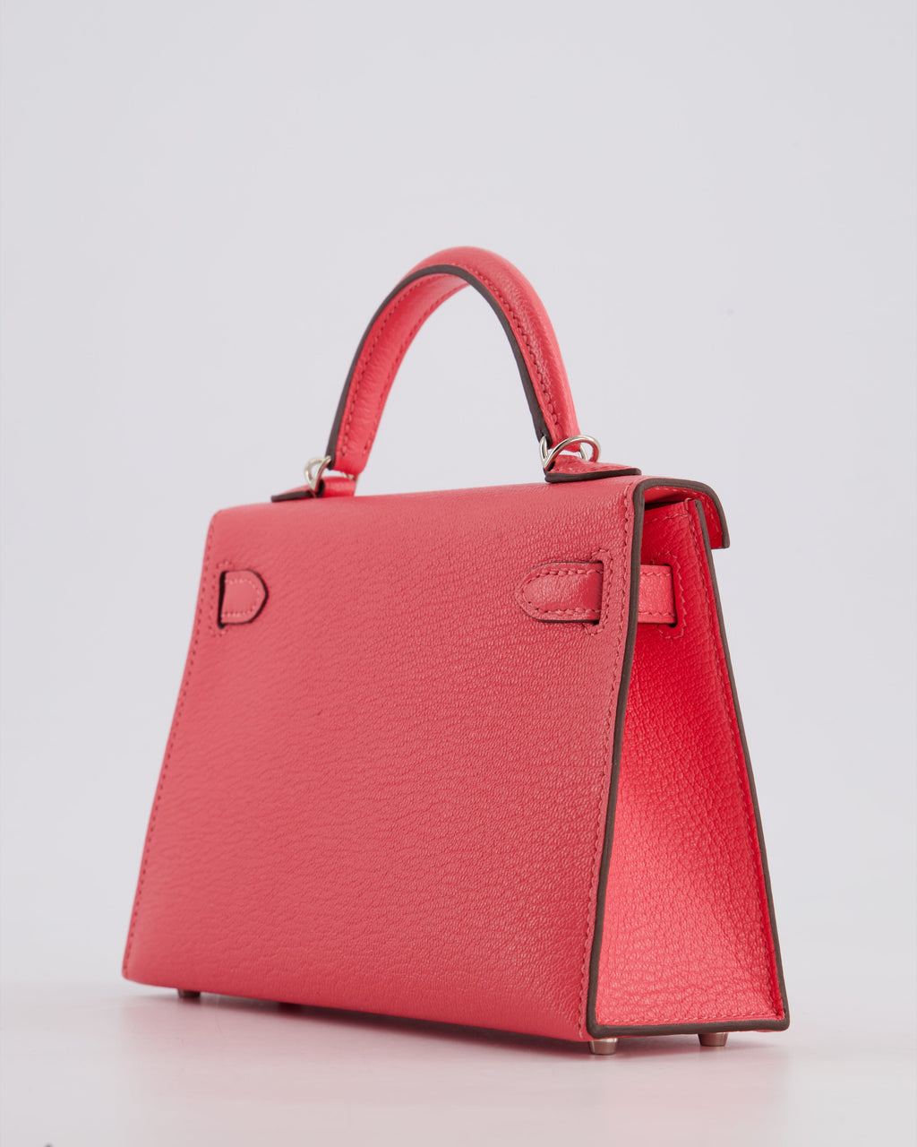 *HOT* Hermès Mini Kelly II 20 Bag in Rose Lipstick Chevre Mysore Leather with Palladium Hardware