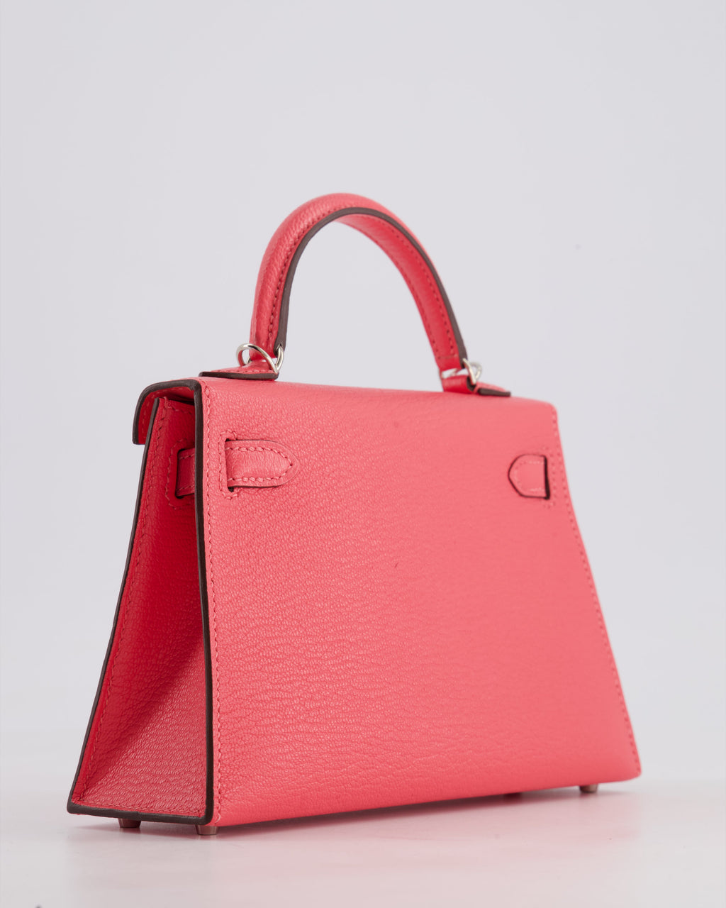 *HOT* Hermès Mini Kelly II 20 Bag in Rose Lipstick Chevre Mysore Leather with Palladium Hardware