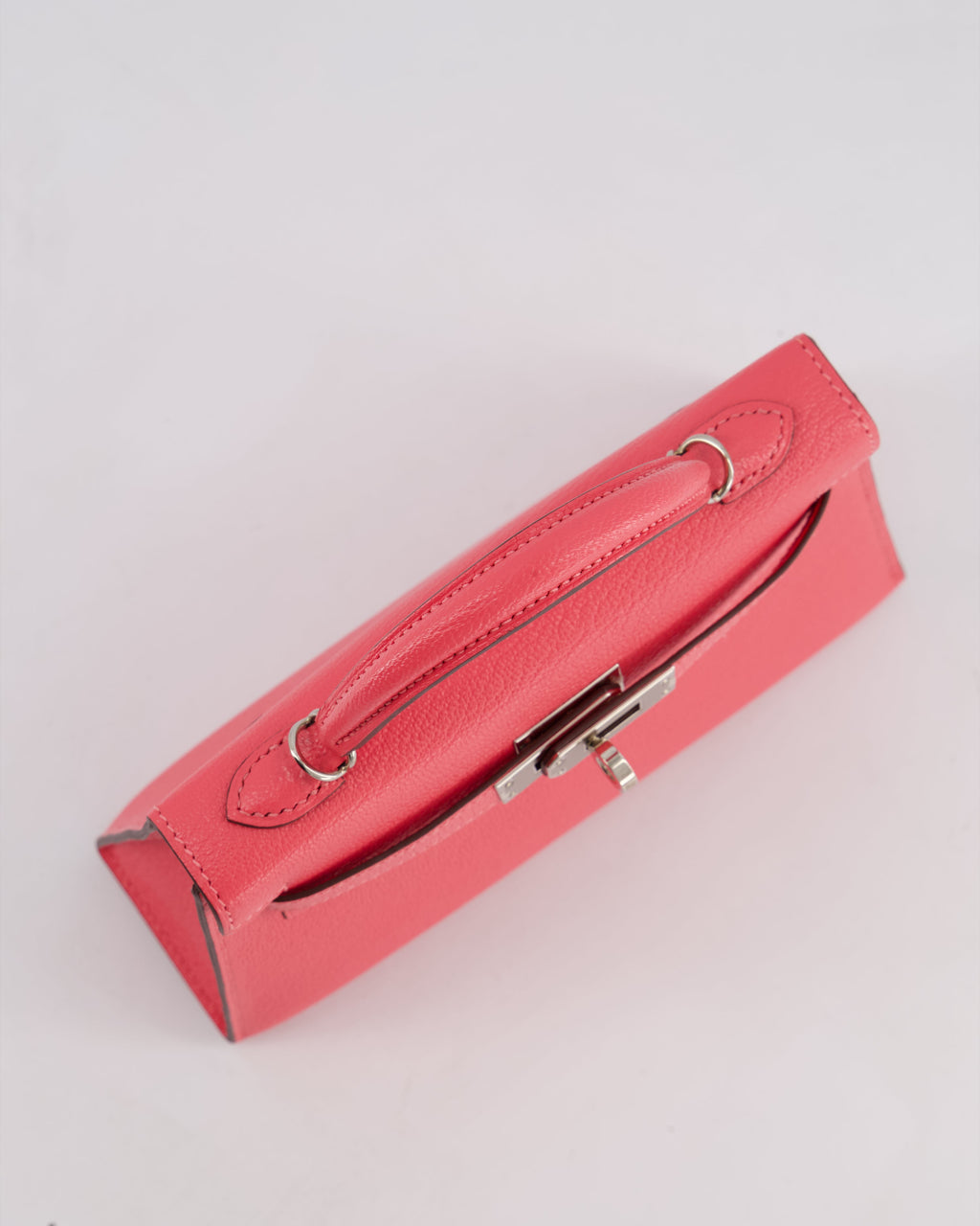 *HOT* Hermès Mini Kelly II 20 Bag in Rose Lipstick Chevre Mysore Leather with Palladium Hardware