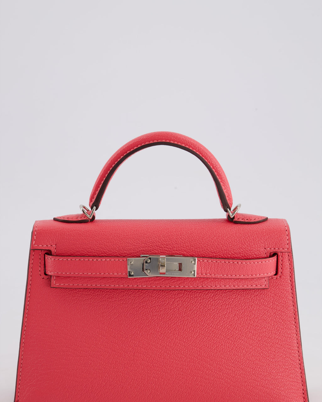 *HOT* Hermès Mini Kelly II 20 Bag in Rose Lipstick Chevre Mysore Leather with Palladium Hardware