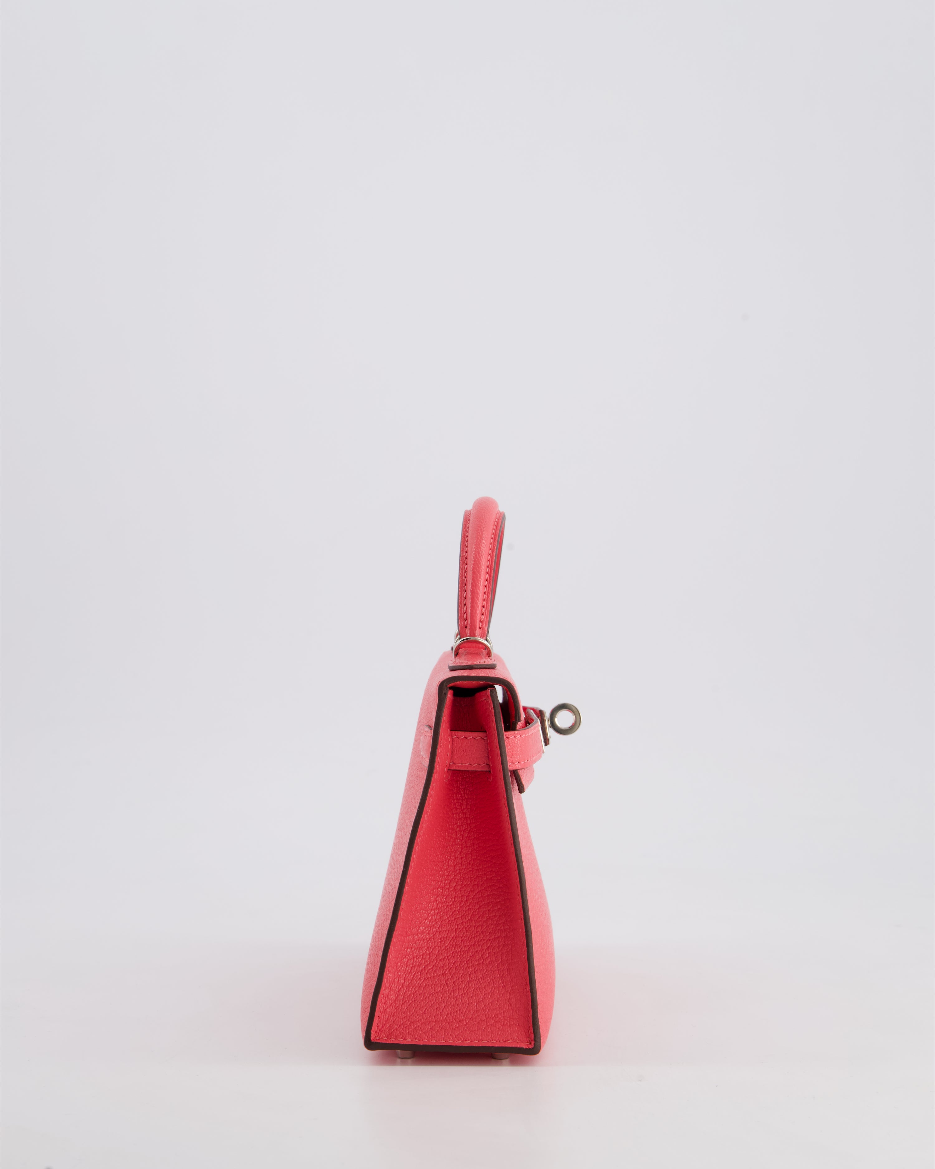 *HOT* Hermès Mini Kelly II 20 Bag in Rose Lipstick Chevre Mysore Leather with Palladium Hardware