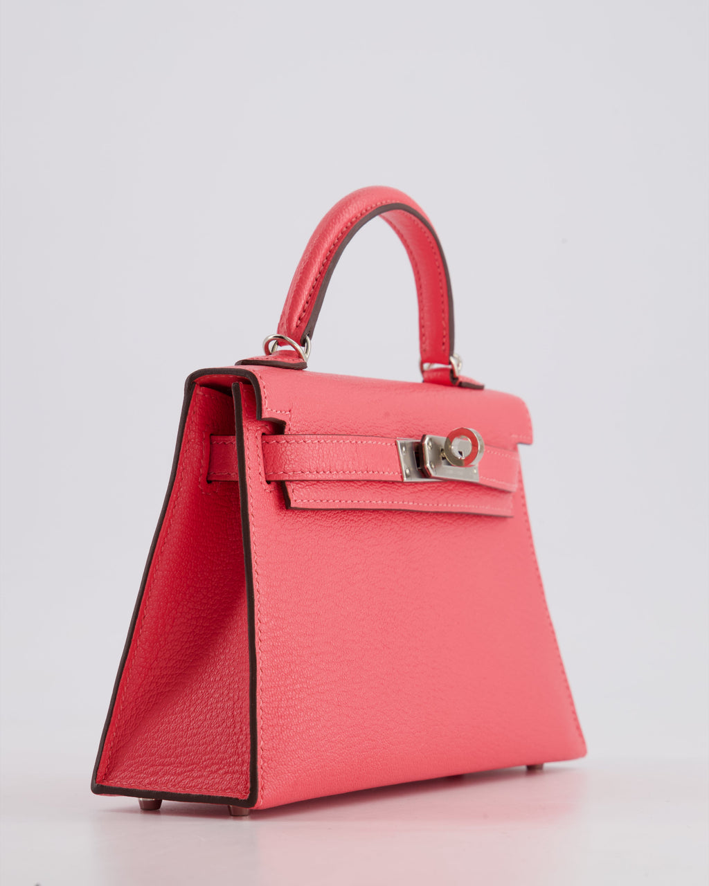 *HOT* Hermès Mini Kelly II 20 Bag in Rose Lipstick Chevre Mysore Leather with Palladium Hardware