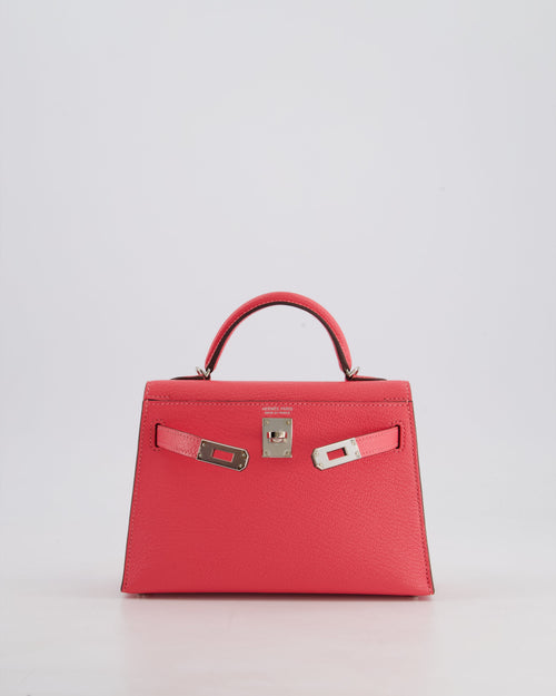 *HOT* Hermès Mini Kelly II 20 Bag in Rose Lipstick Chevre Mysore Leather with Palladium Hardware