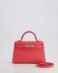 *HOT* Hermès Mini Kelly II 20 Bag in Rose Lipstick Chevre Mysore Leather with Palladium Hardware