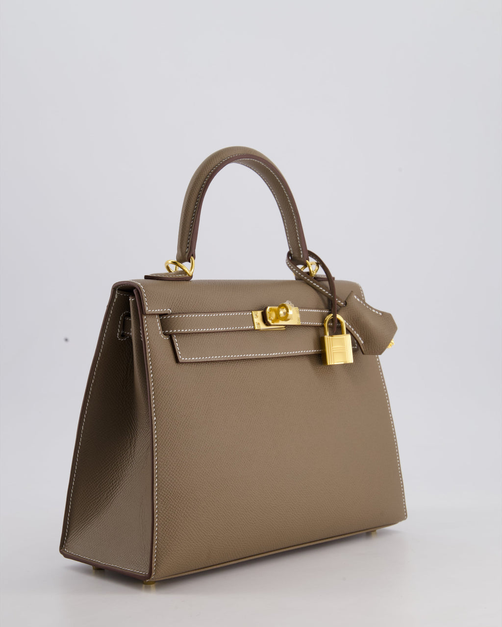 Hermès Kelly 25 Sellier Bag in Etoupe Epsom Leather and Gold Hardware