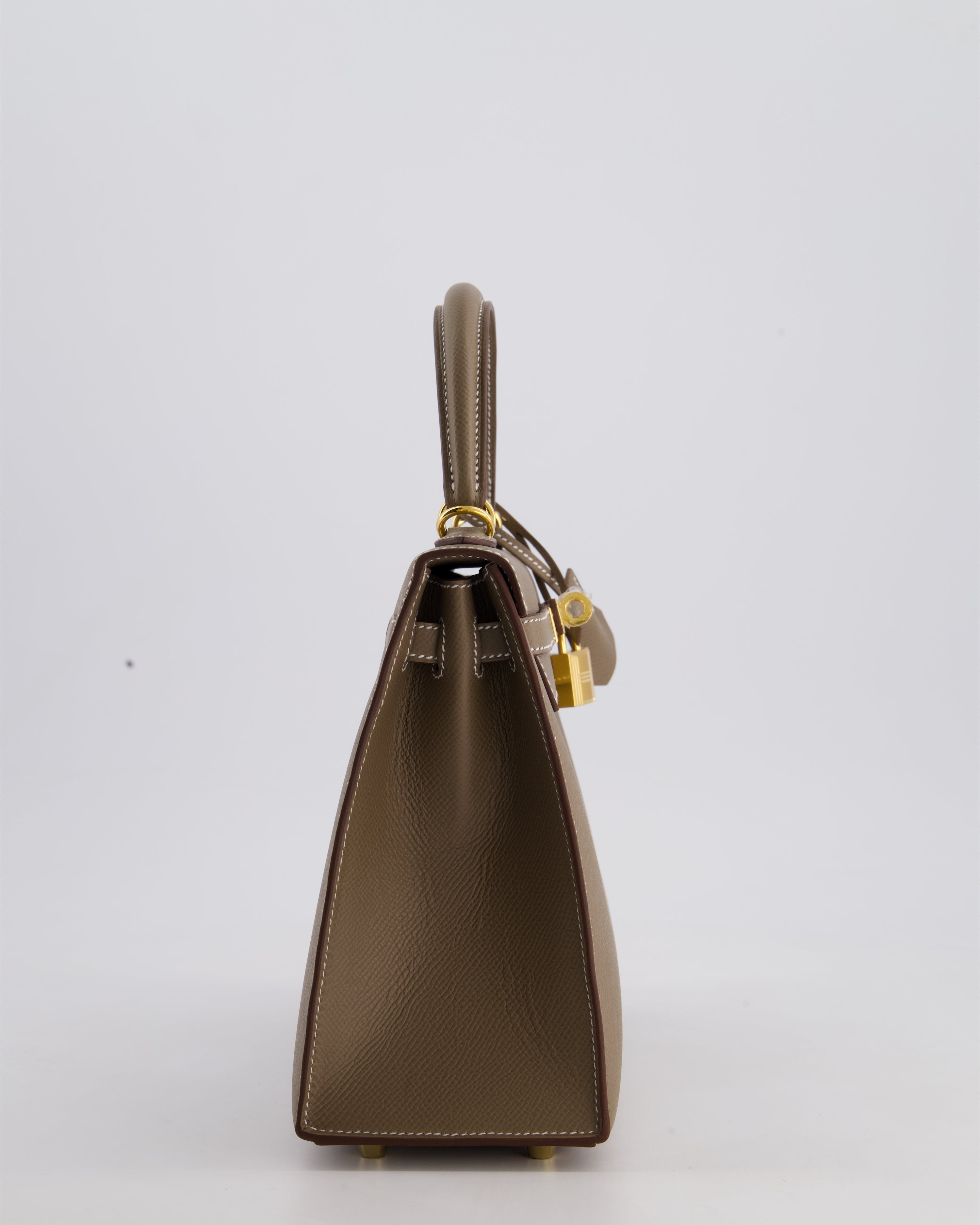 Hermès Kelly 25 Sellier Bag in Etoupe Epsom Leather and Gold Hardware